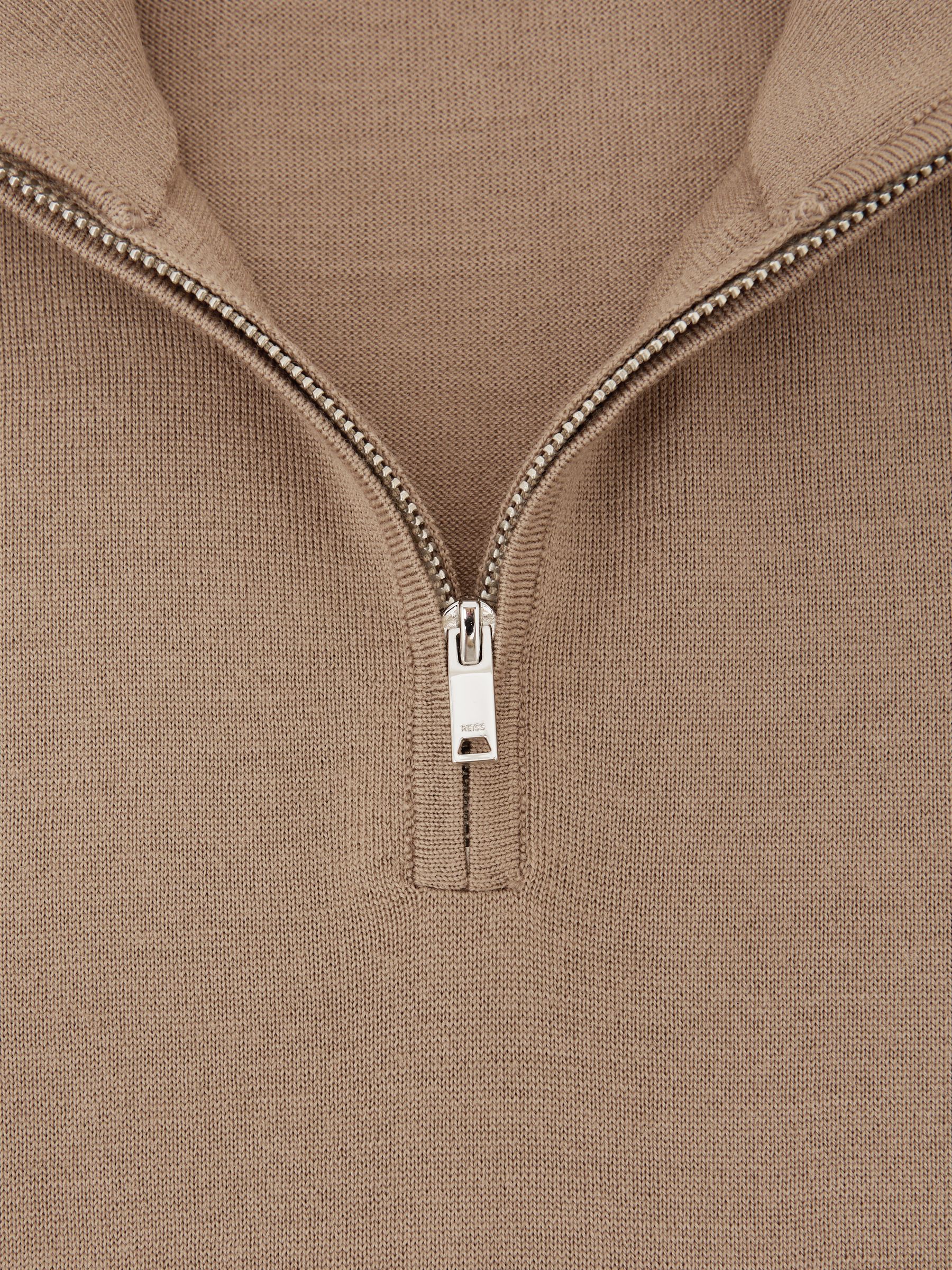 Wool Half-Zip Funnel Neck Jumper in Camel Brown - image 3