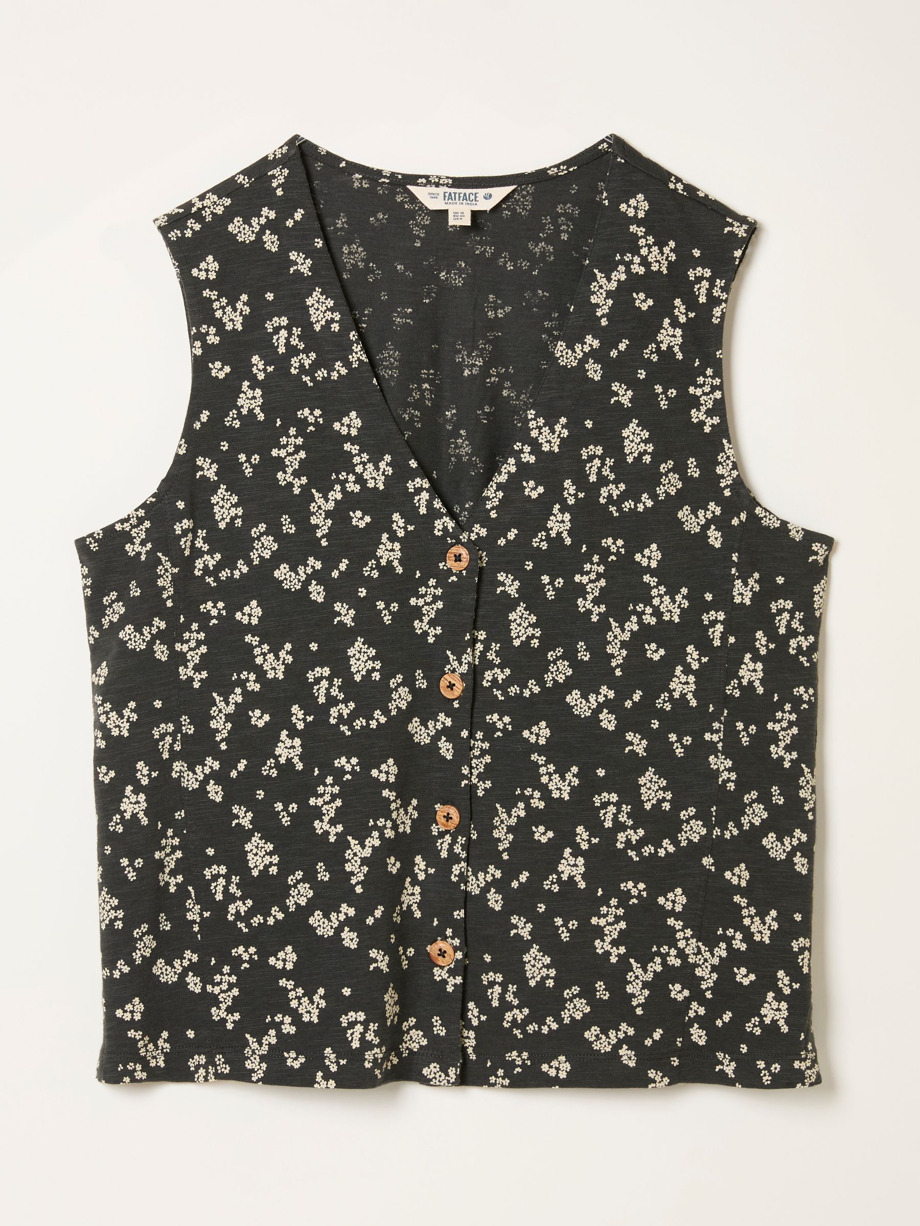 Joni Black Mono Ditsy Jersey Waistcoat - Image 1 of 1