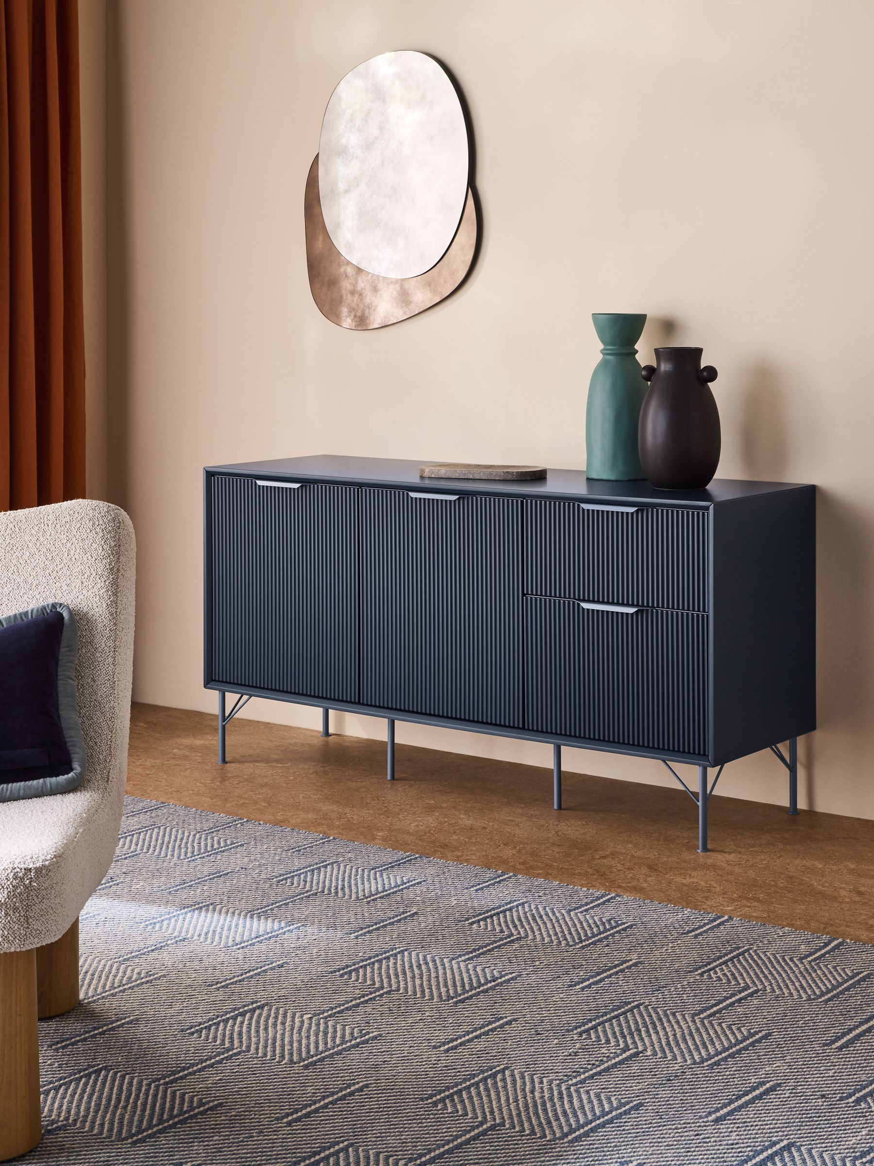 Elian Large Sideboard in Navy Blue - Image 1 of 6