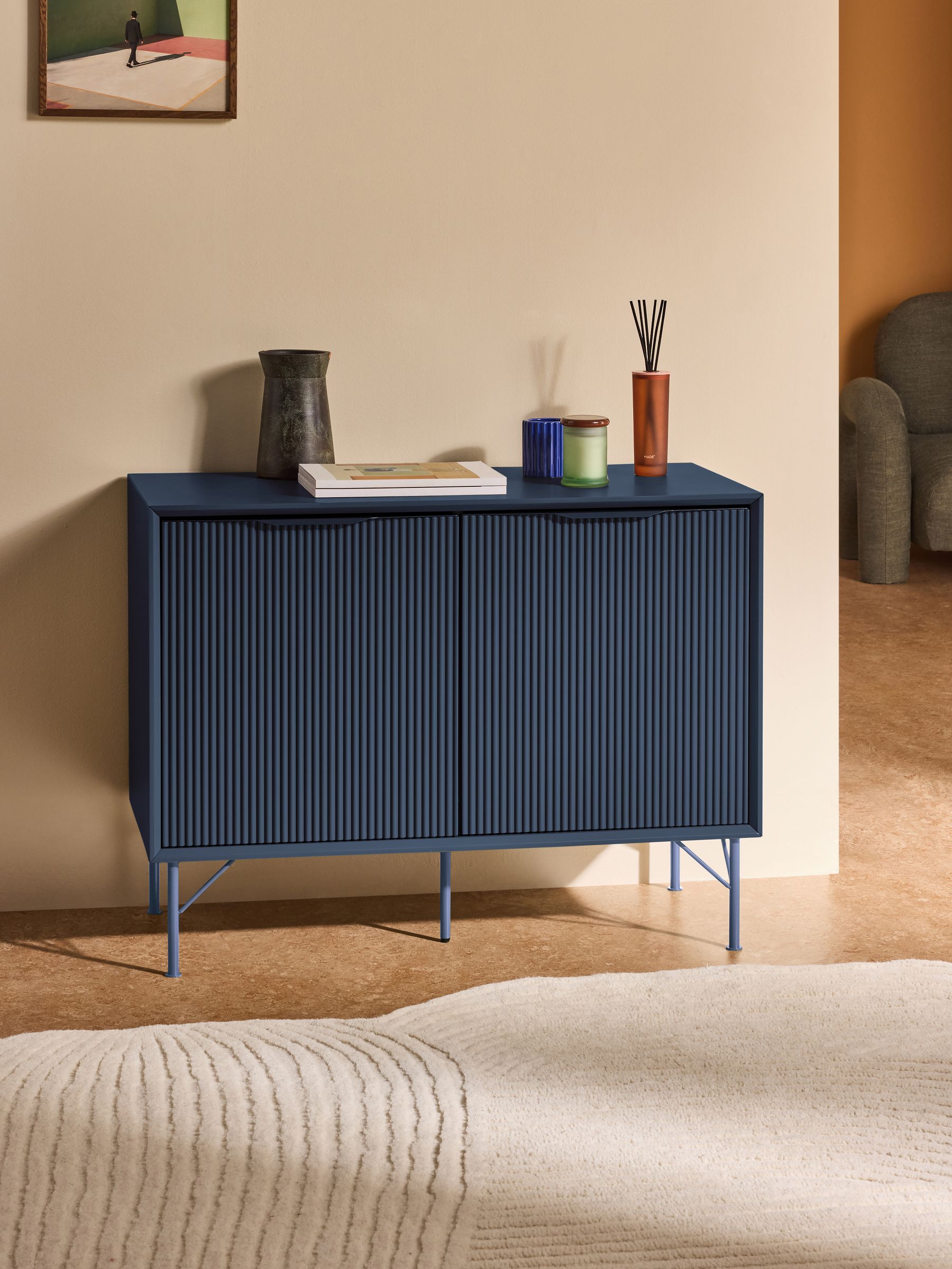 Elian Small Sideboard in Navy Blue - Image 1 of 5