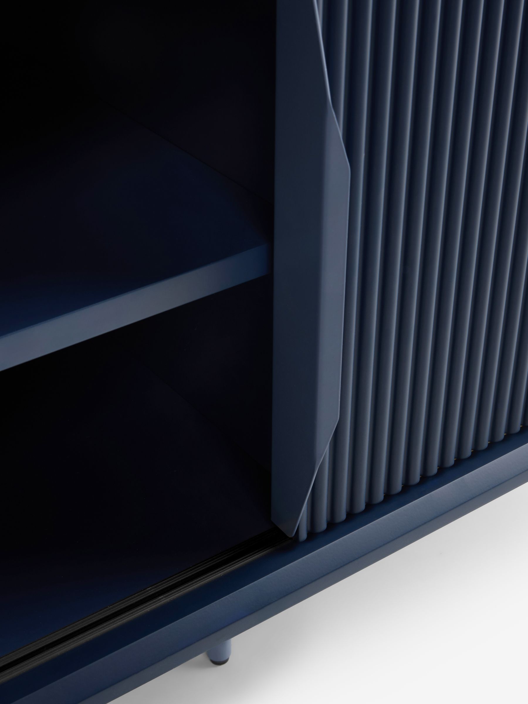 Elian Painted Up to 50 Inch Sliding Door TV Unit in Navy Blue - Image 10 of 10