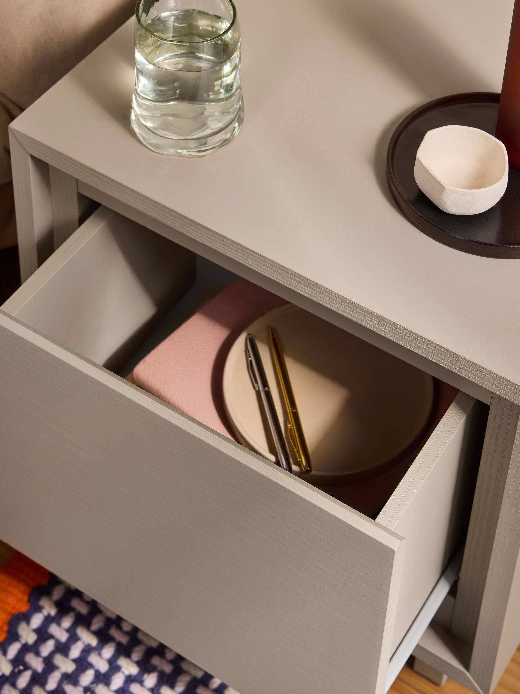 Kaci Bedside Table in Natural Greige Wood Effect - Image 3 of 4