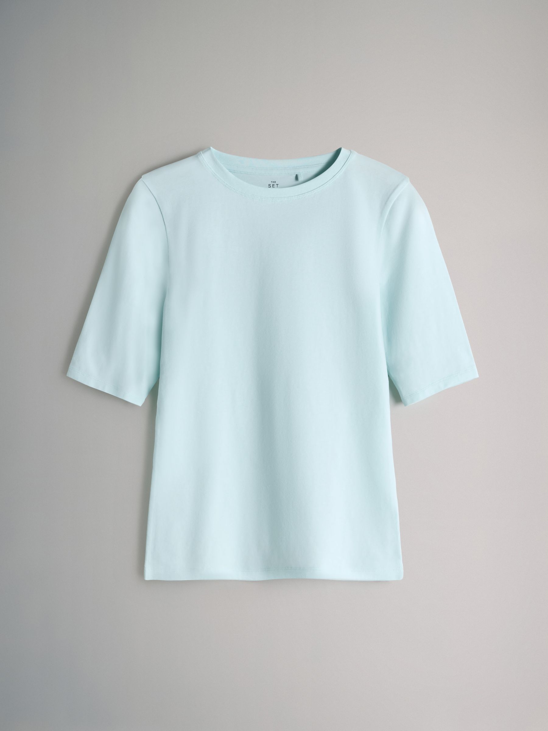 4 Pack Crew Neck Half Sleeve Fitted Tops Blue/Light Blue/Cream/White - Image 3 of 6