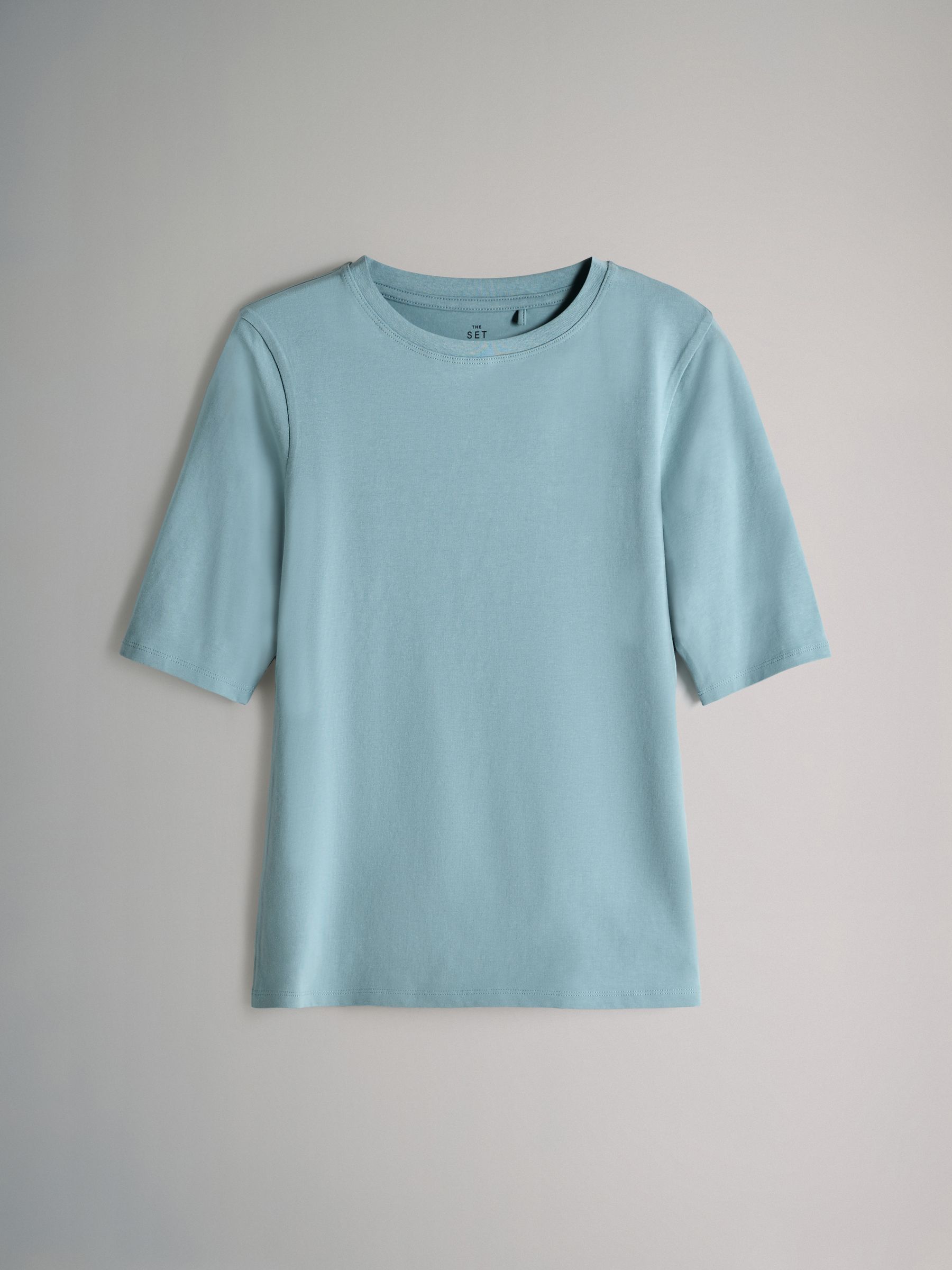 4 Pack Crew Neck Half Sleeve Fitted Tops Blue/Light Blue/Cream/White - Image 5 of 6