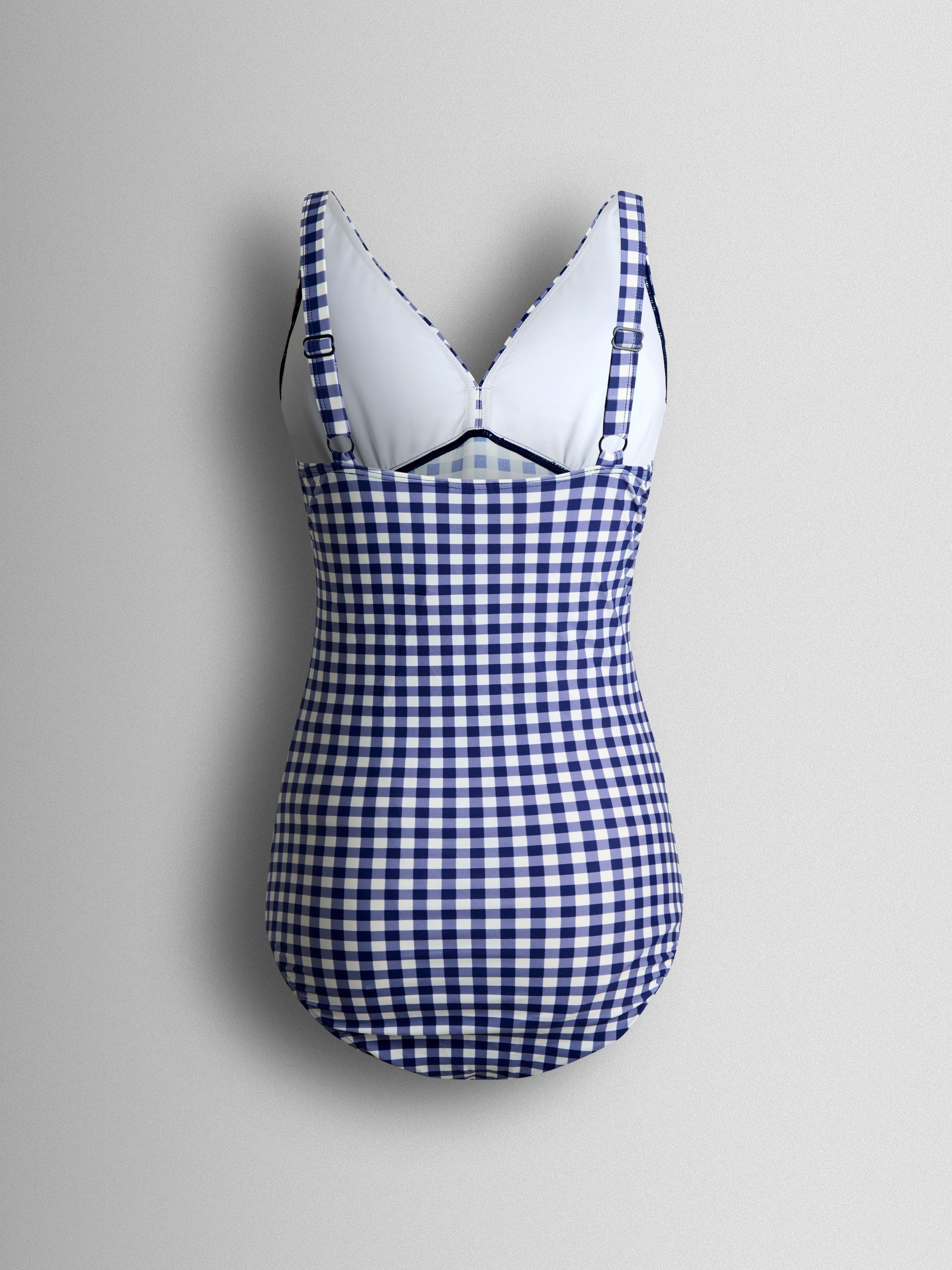 Navy Gingham Sleeveless V Neck Maternity Swimsuit - Image 8 of 8