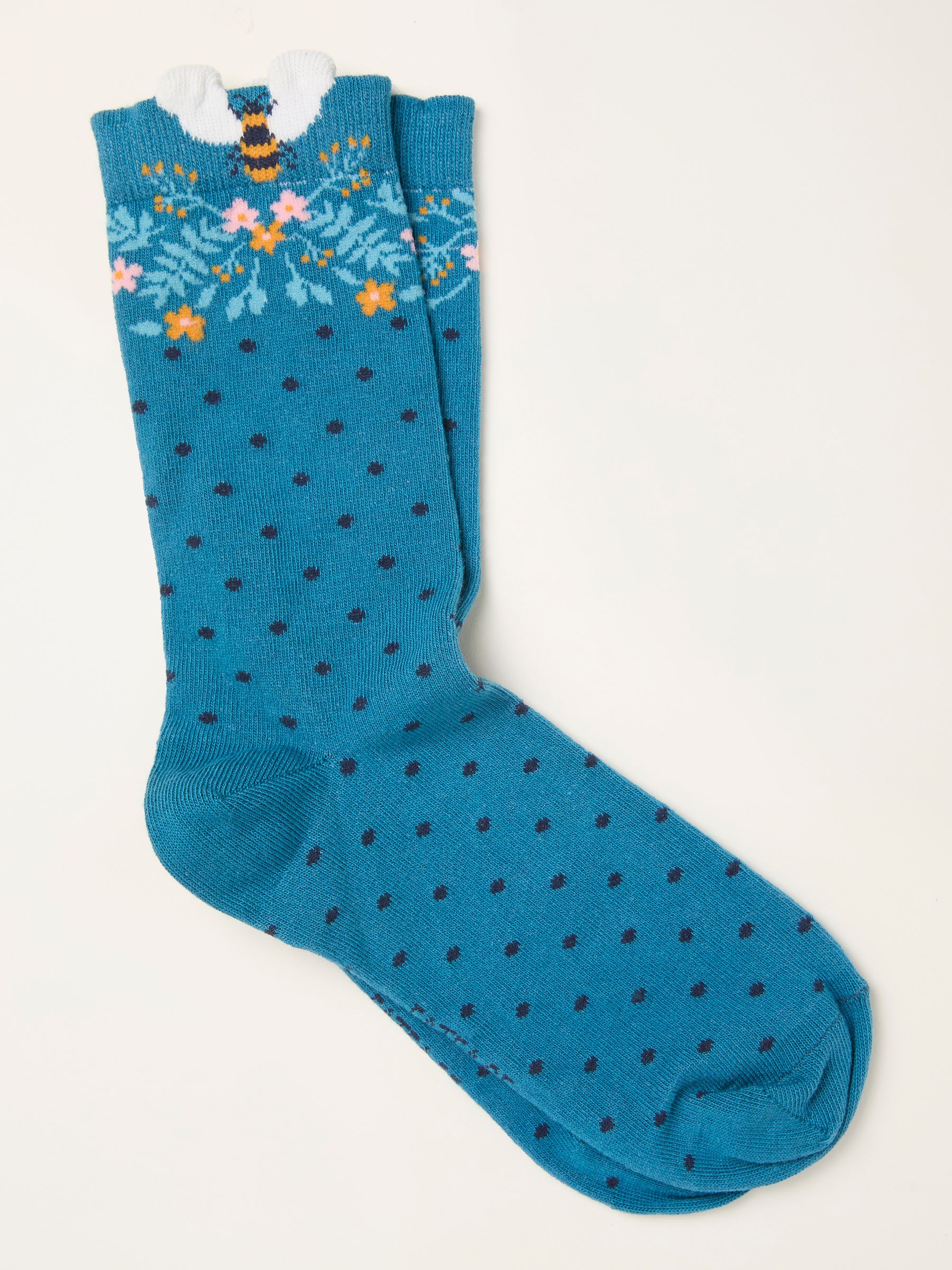 Teal Blue Bee Floral Socks - Image 1 of 2