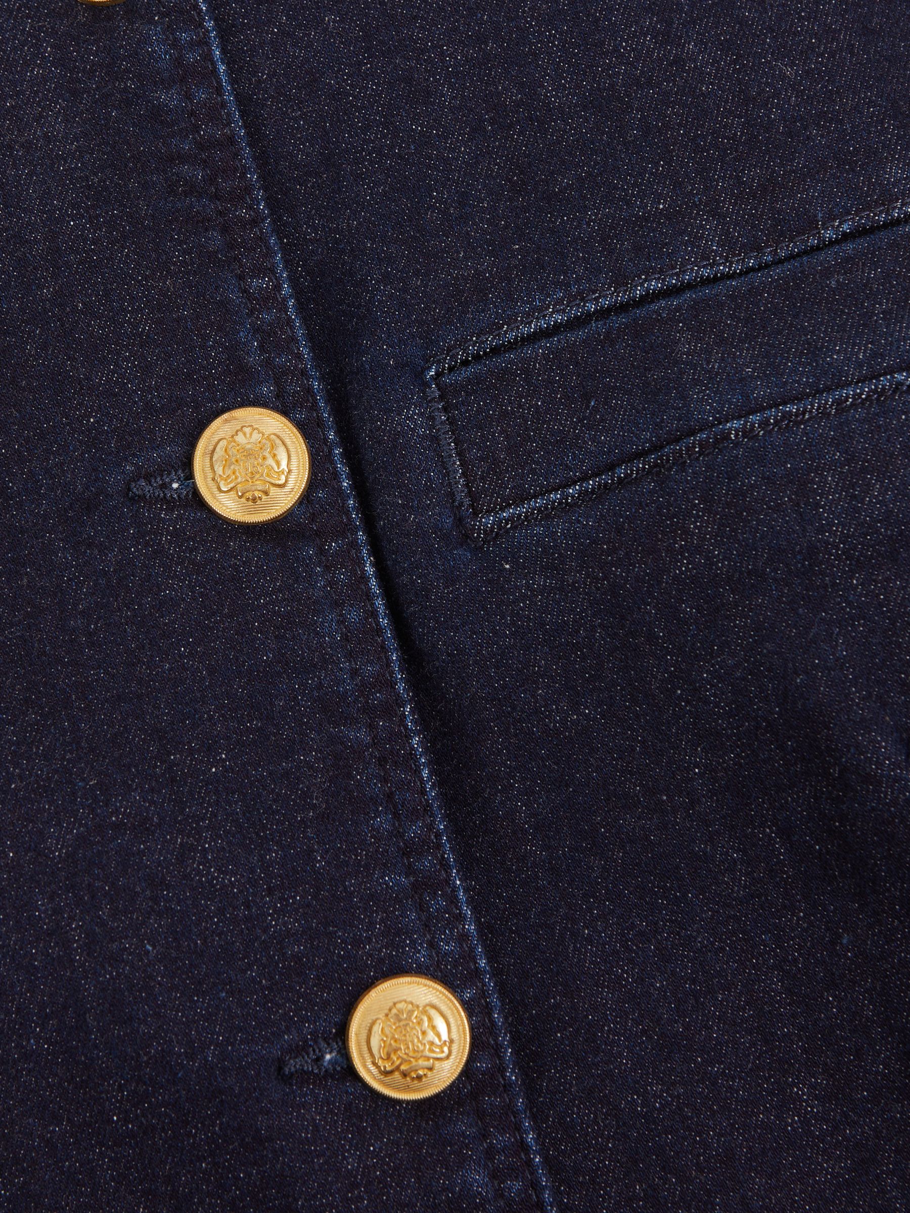 Denim Long-Line Waistcoat in Dark Blue - Image 6 of 6