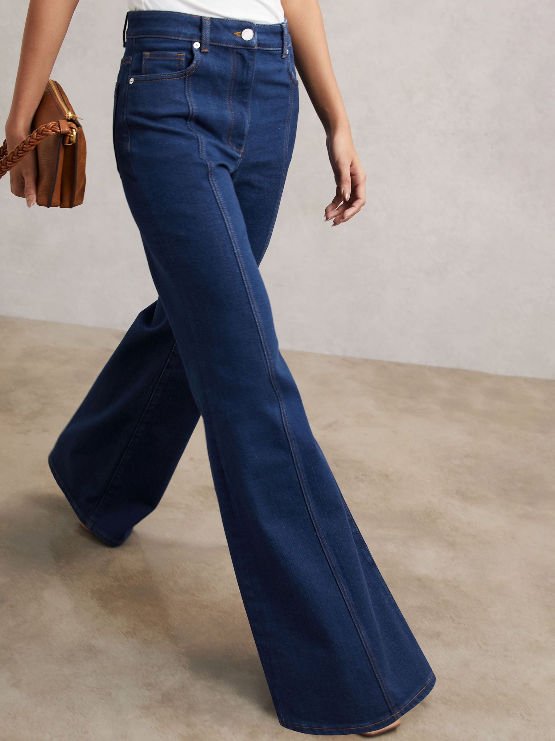 Flared Seam-Detail Jeans in Blue - Image 5 of 8