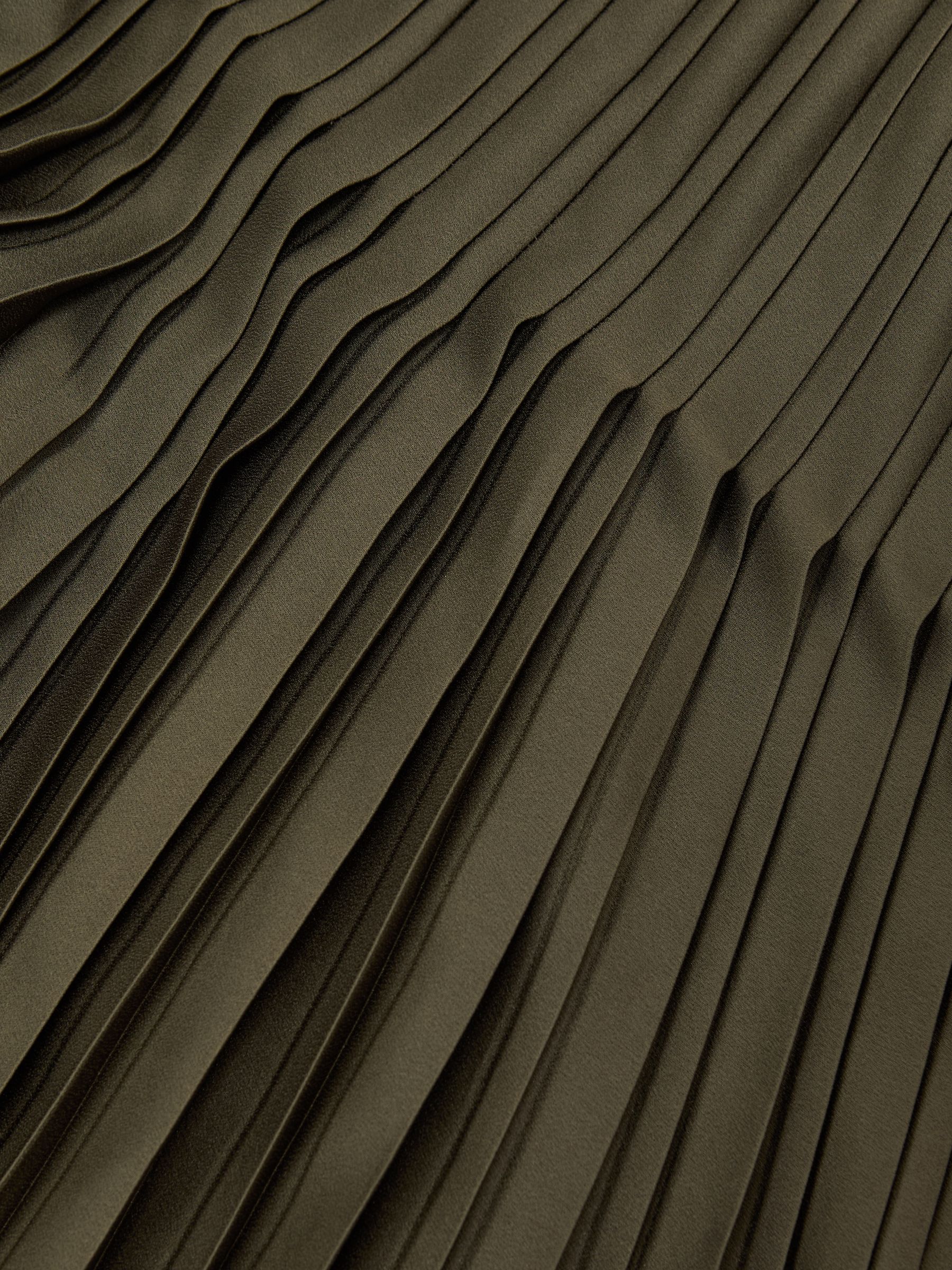 Pleated Midi Skirt in Khaki Green - image 3