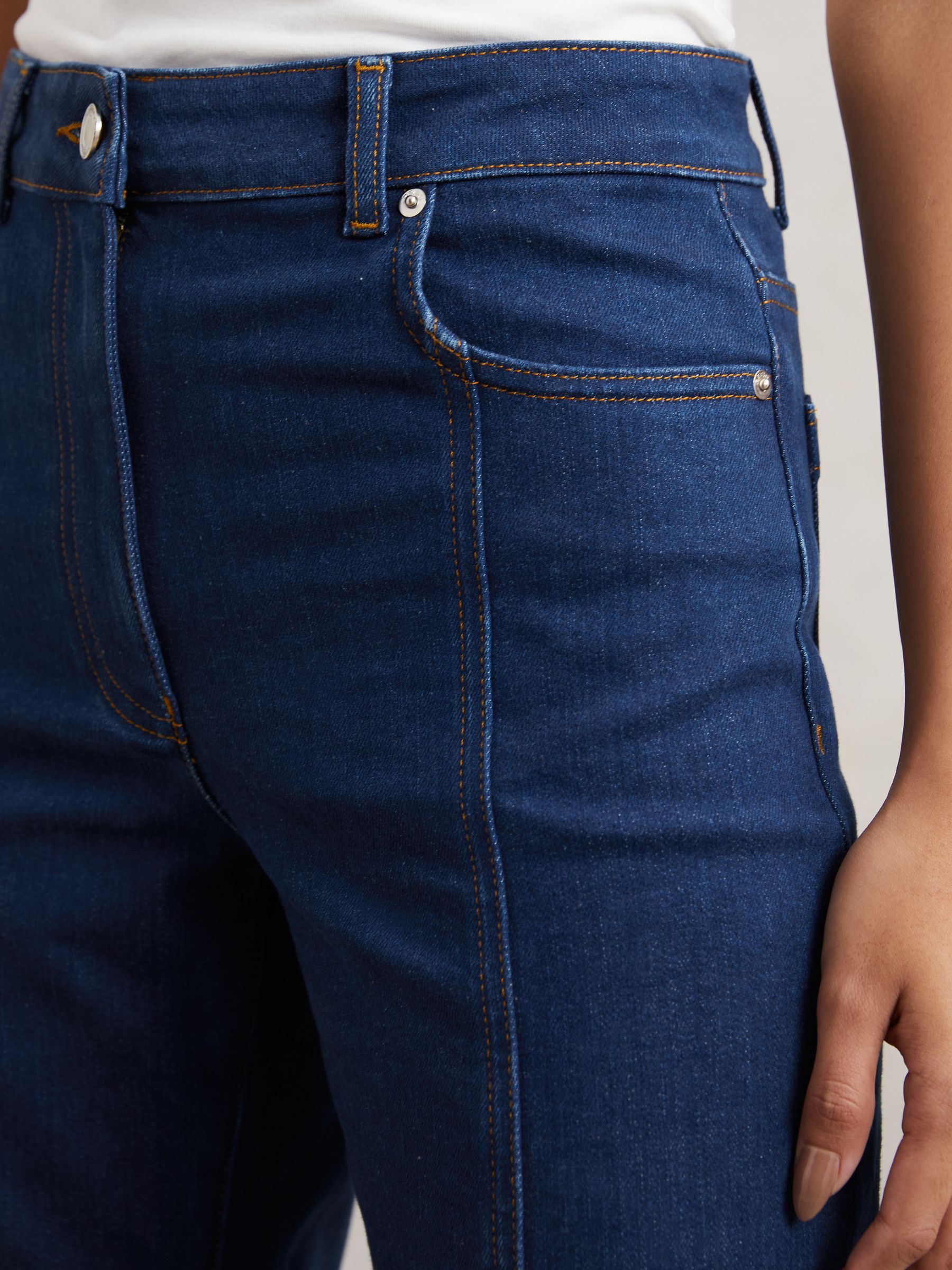 Flared Seam-Detail Jeans in Blue - Image 4 of 7