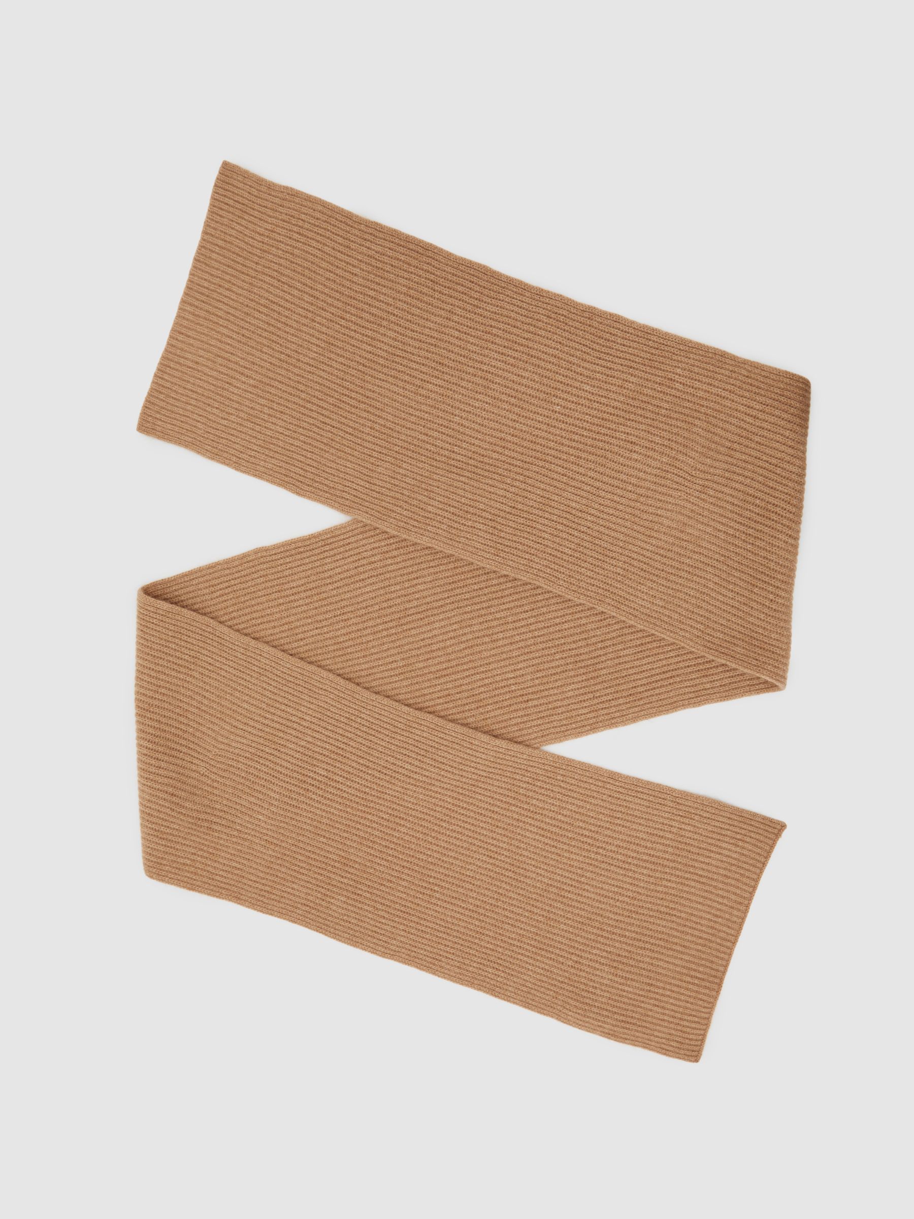 Atelier 100% Cashmere Rib-Knit Scarf in Oatmeal - Image 2 of 6