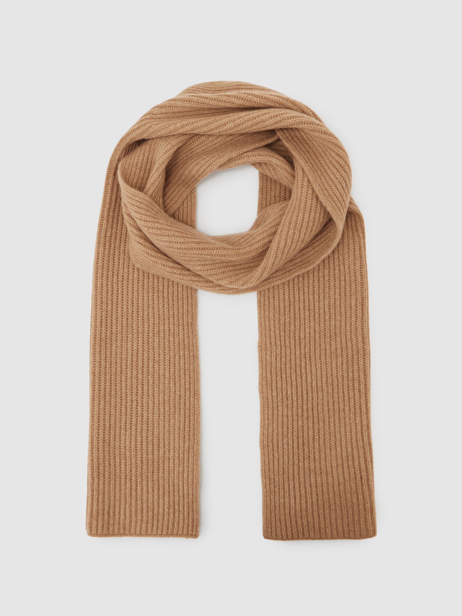 Atelier 100% Cashmere Rib-Knit Scarf in Oatmeal - Image 3 of 6