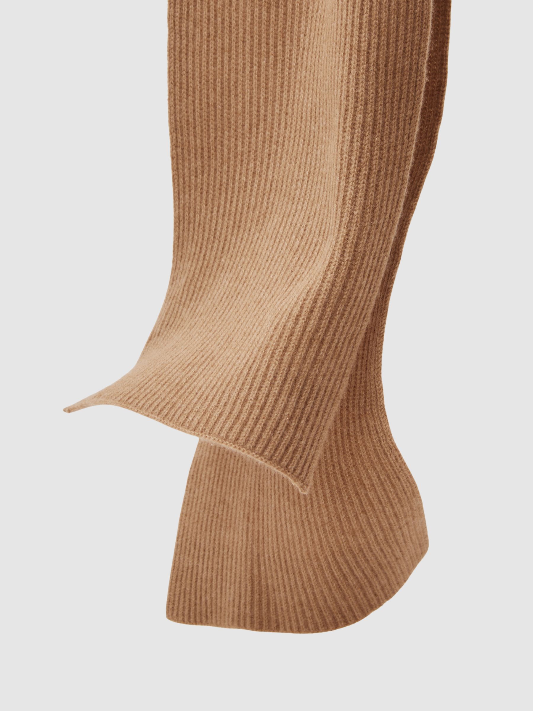 Atelier 100% Cashmere Rib-Knit Scarf in Oatmeal - Image 4 of 6