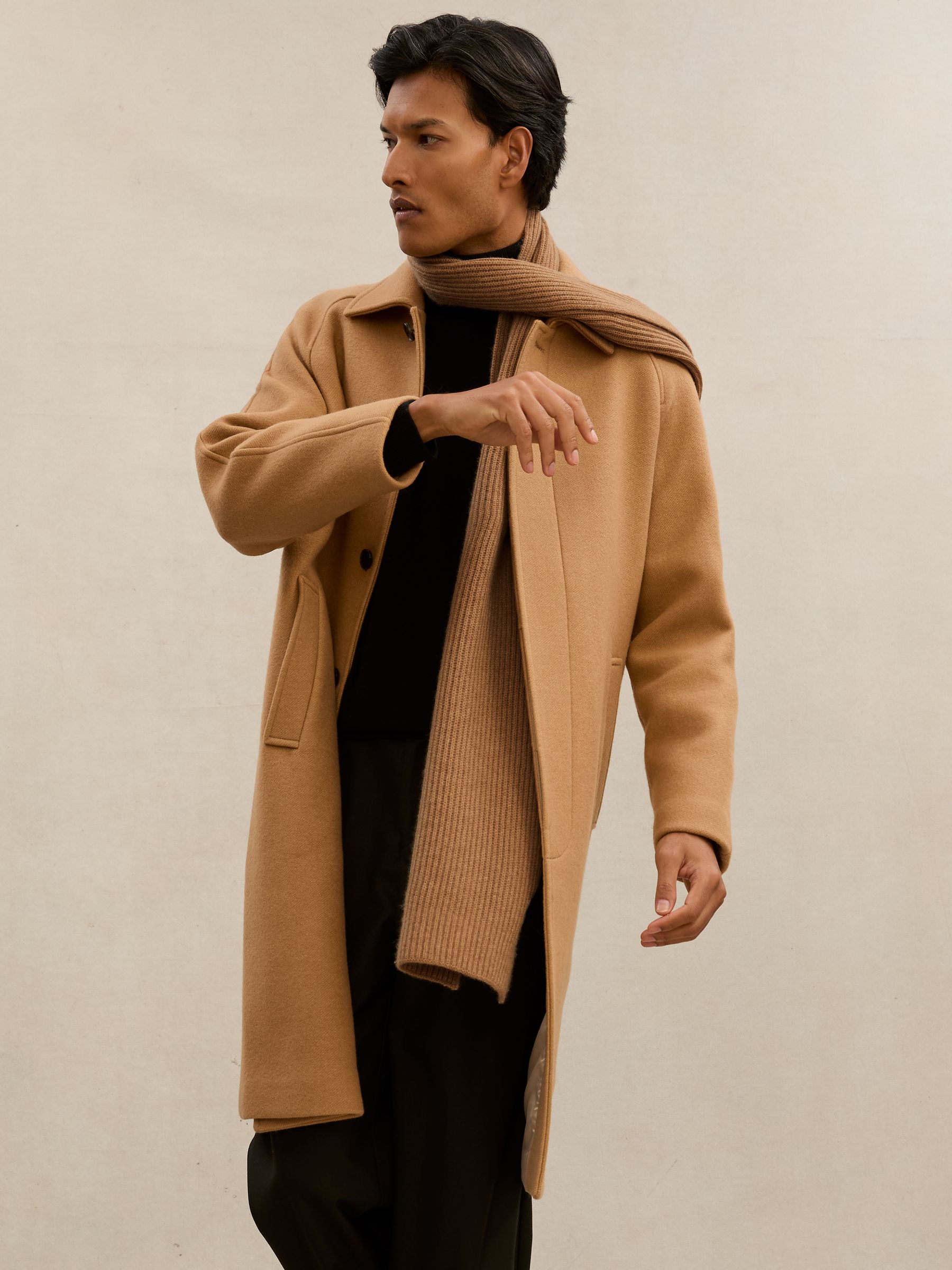 Atelier 100% Cashmere Rib-Knit Scarf in Oatmeal - Image 6 of 6