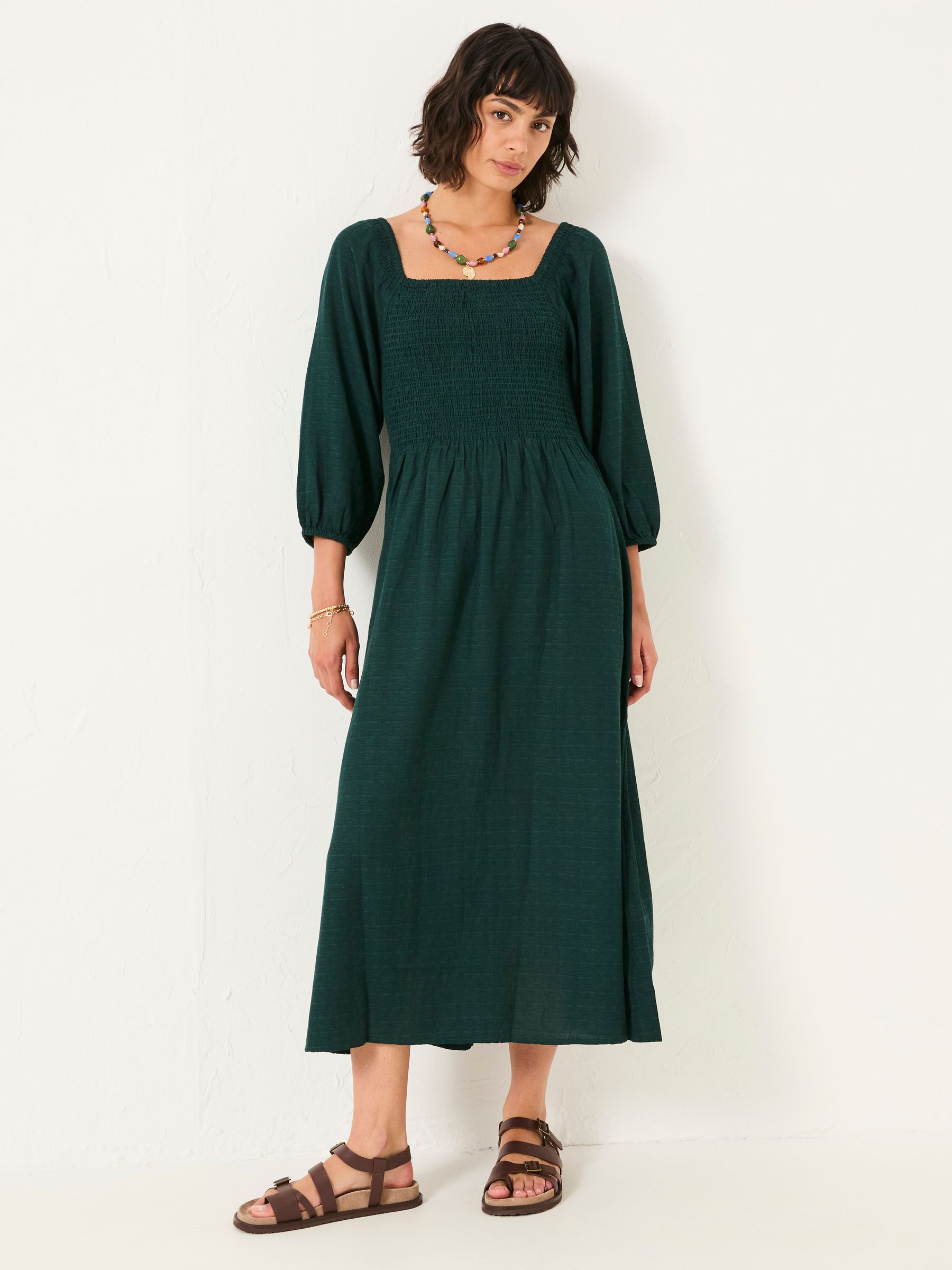 Adele Teal Blue Petite Midi Dress - Image 5 of 6