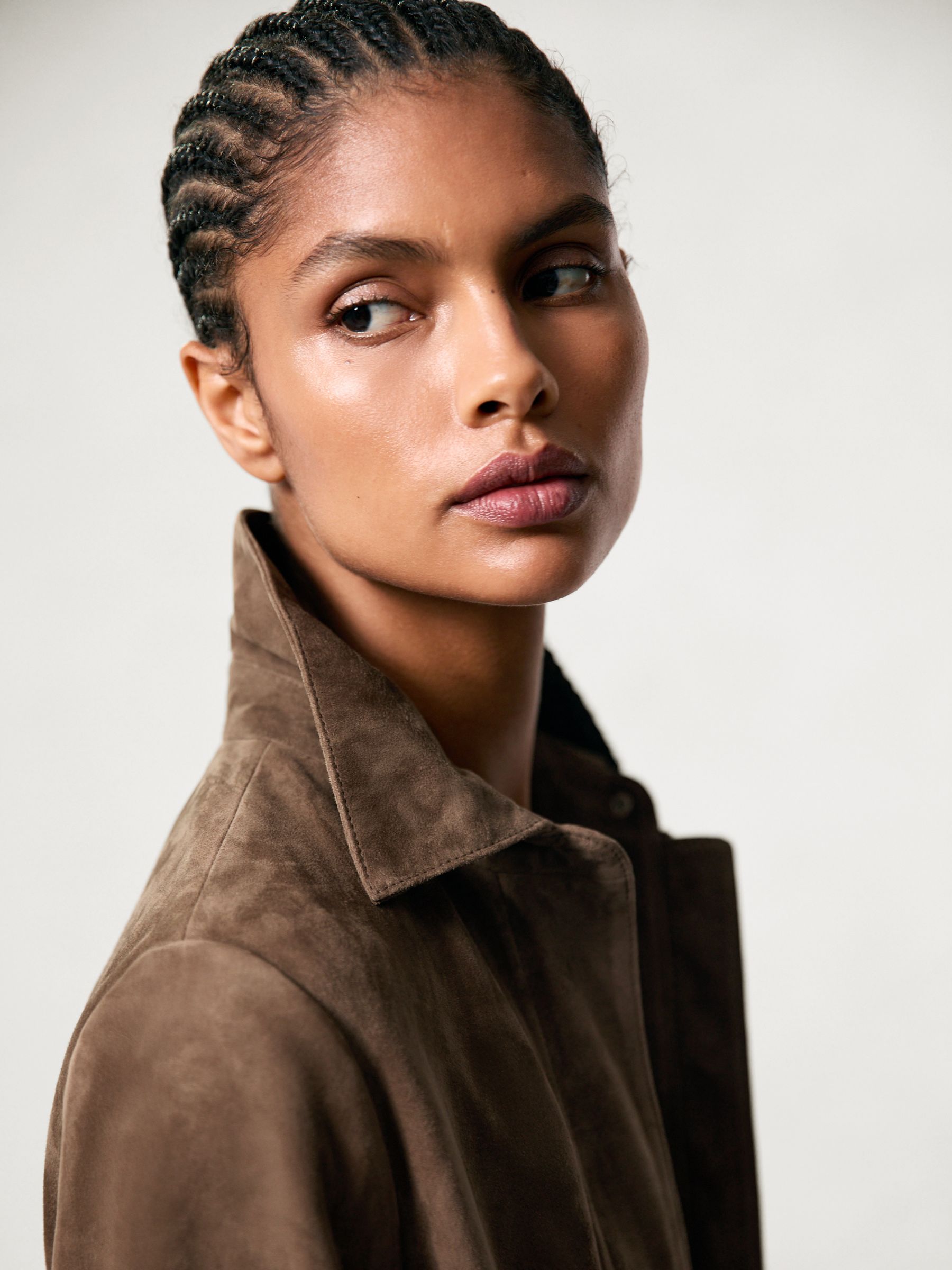 Suede Cropped Jacket in Taupe Neutral - Image 4 of 6