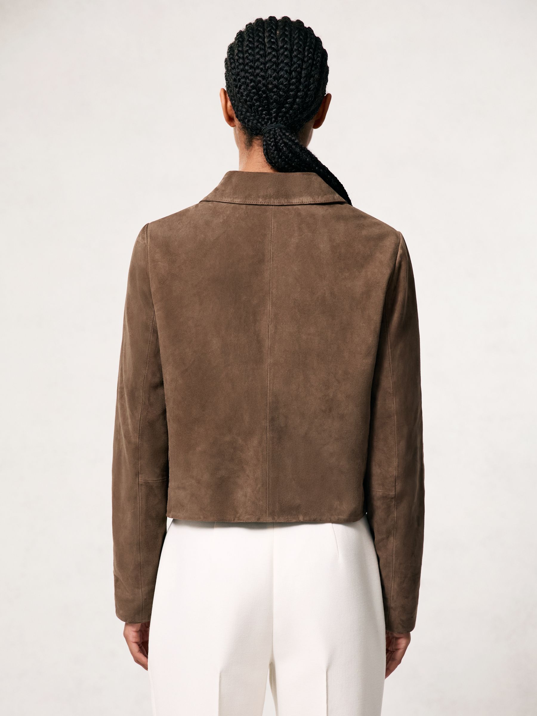 Suede Cropped Jacket in Taupe Neutral - Image 5 of 6