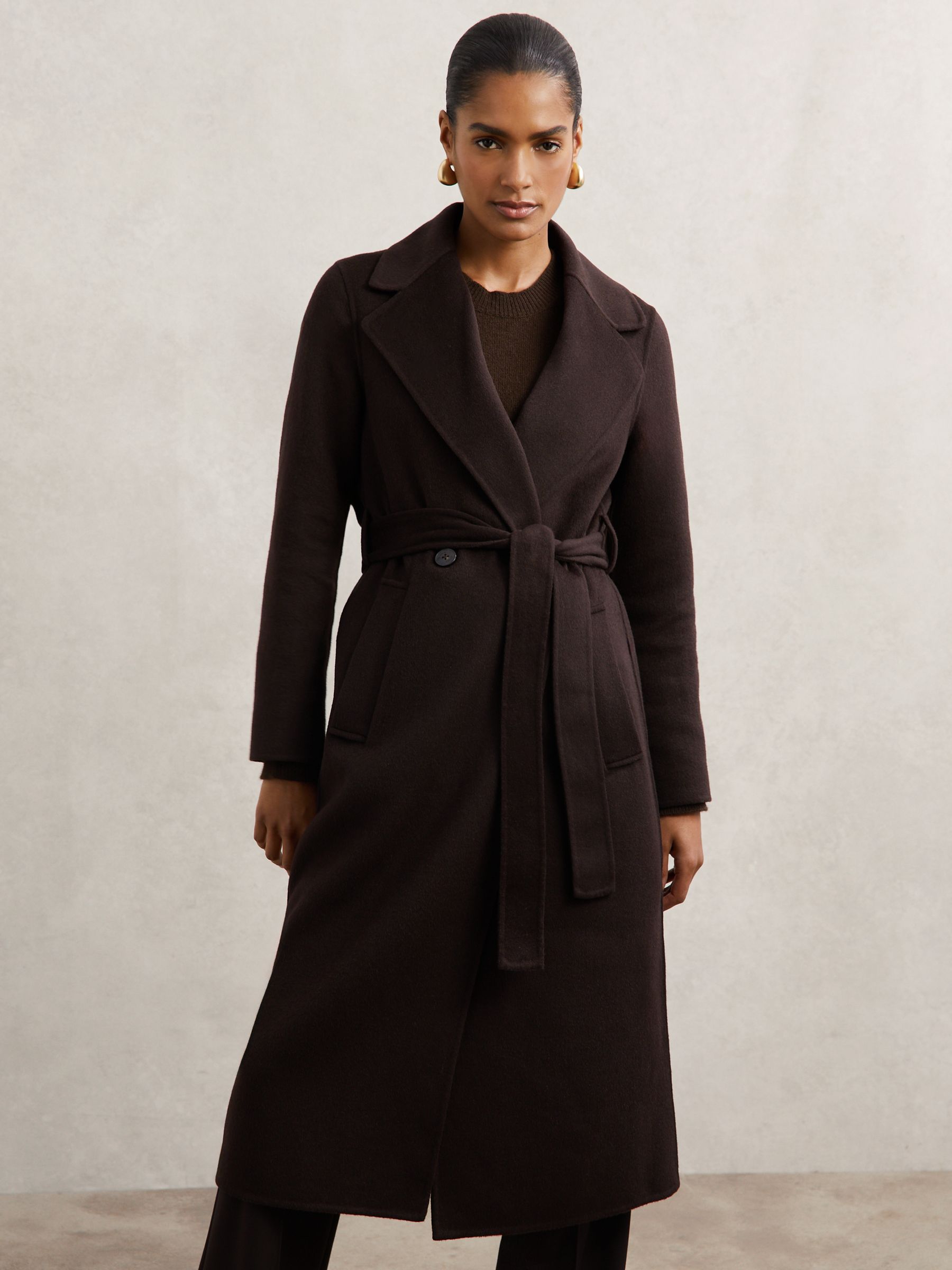 Reiss Petite Faux-Fur Collar Blindseam Coat Wool-Blend in