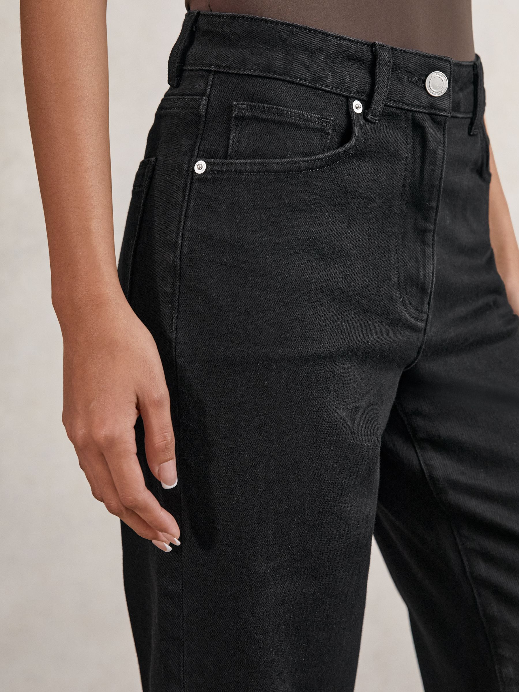Petite Mid-Rise Straight-Leg Jeans in Black - image 5