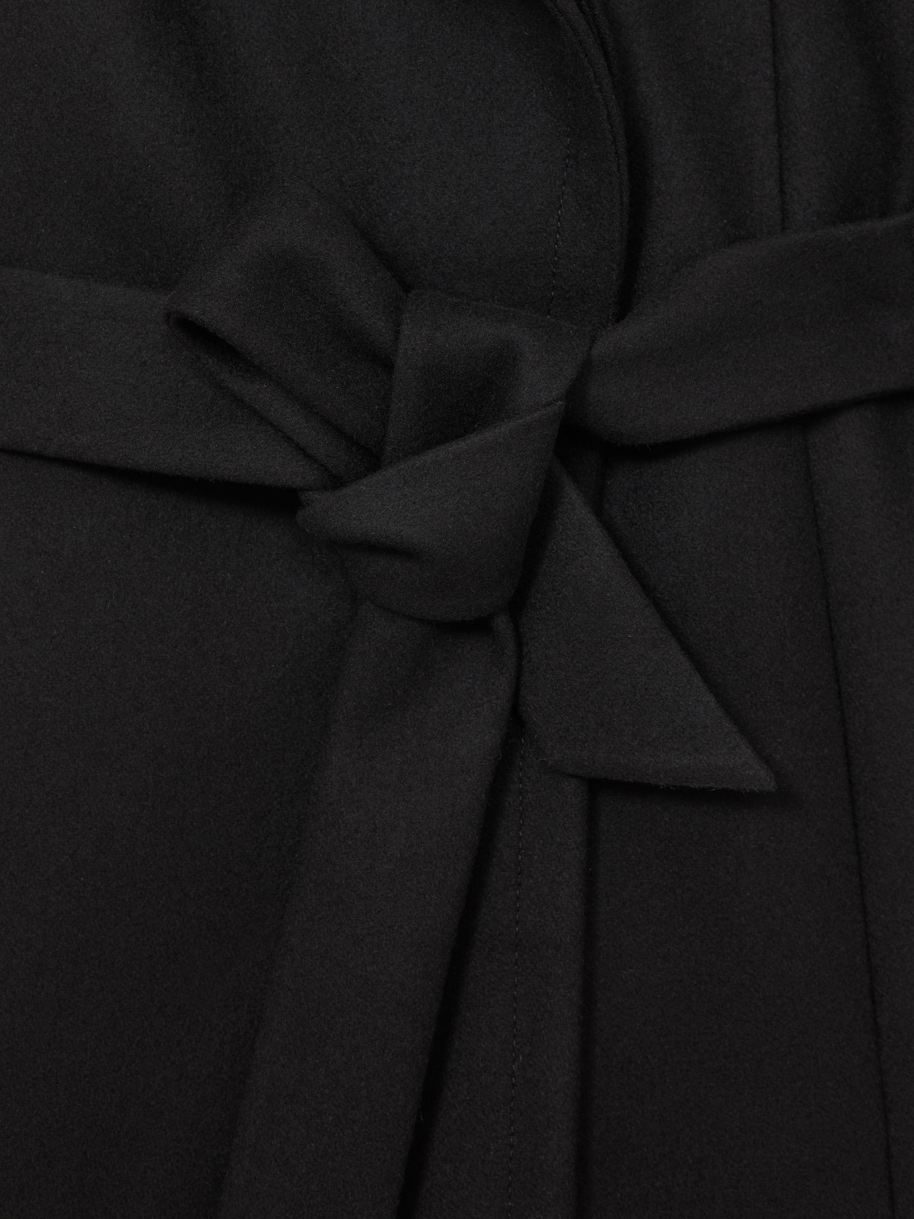 Petite Wool-Blend Double-Lapel Belted Coat With Cashmere in Black - Image 7 of 8