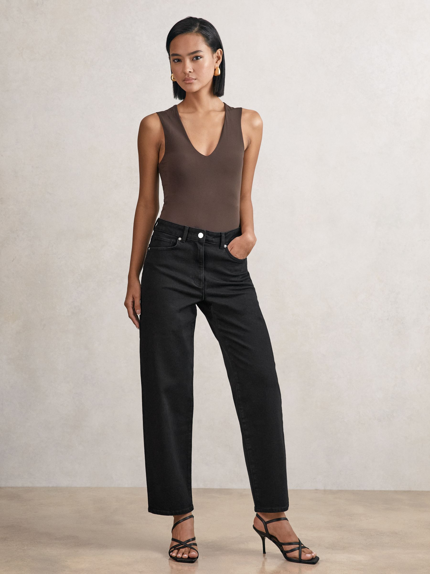 Mid Rise Straight Leg Jeans in Black - Image 1 of 5