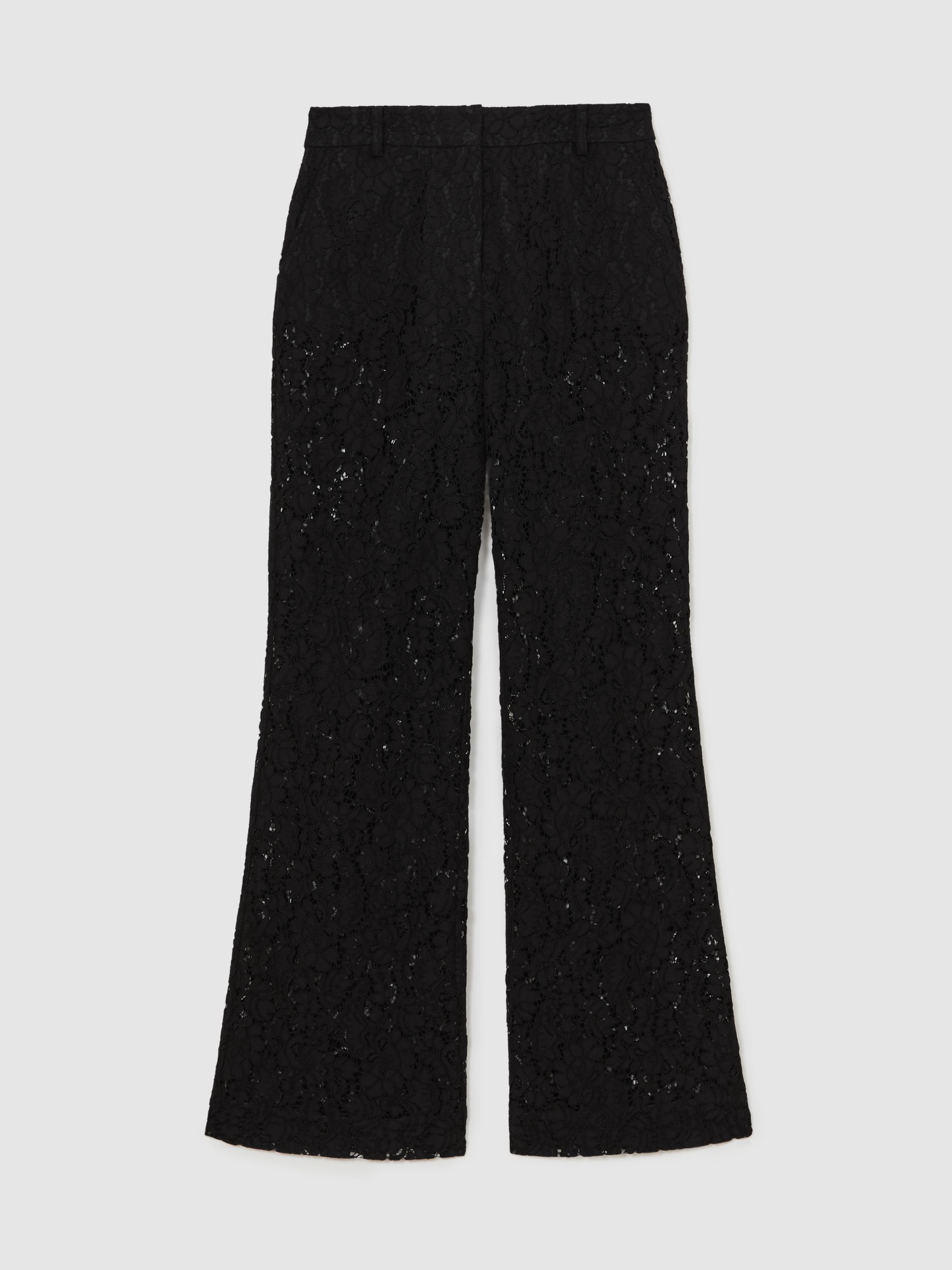 Petite Lace Wide Leg Trousers in Black - Image 2 of 8