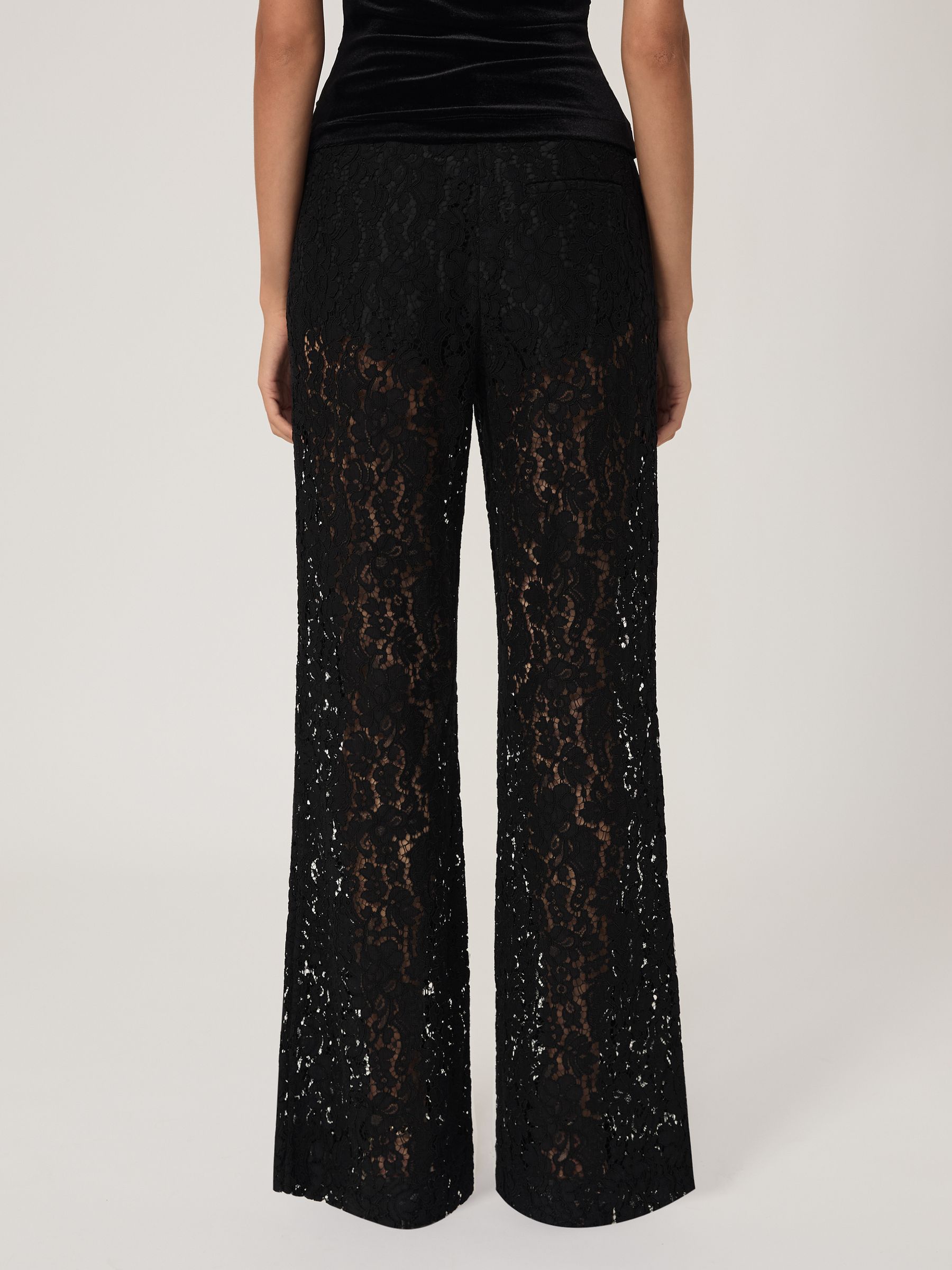 Petite Lace Wide Leg Trousers in Black - Image 5 of 8