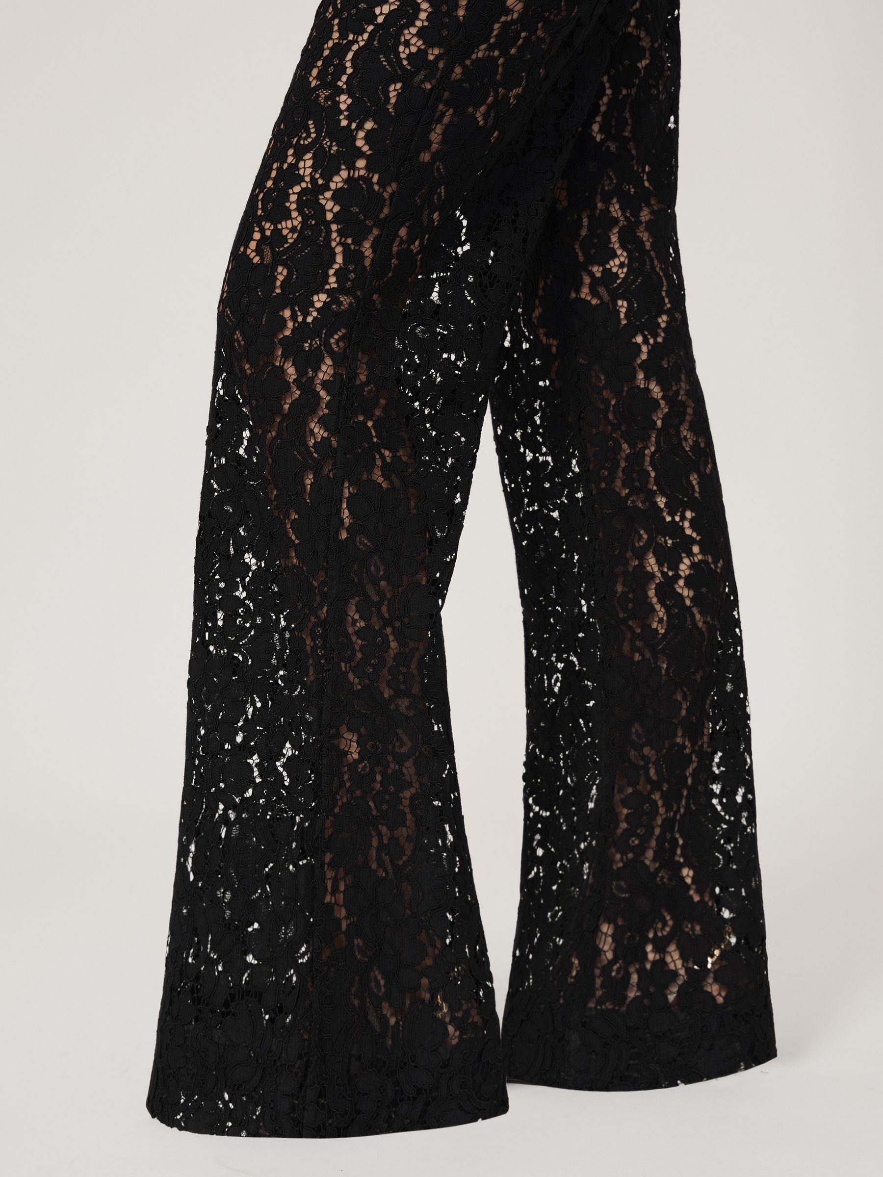 Petite Lace Wide Leg Trousers in Black - Image 6 of 8