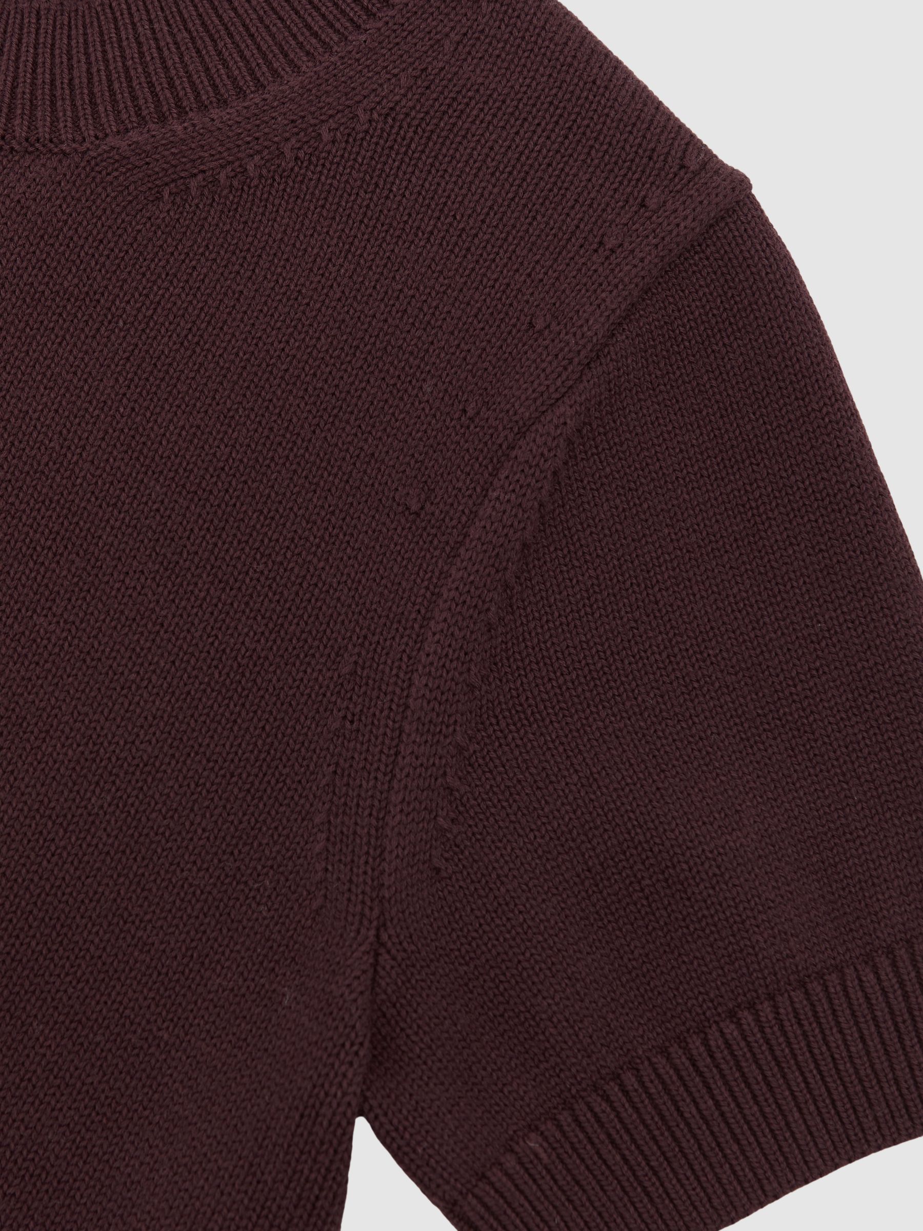 Cotton And Wool Crew-Neck Top in Burgundy - image 3