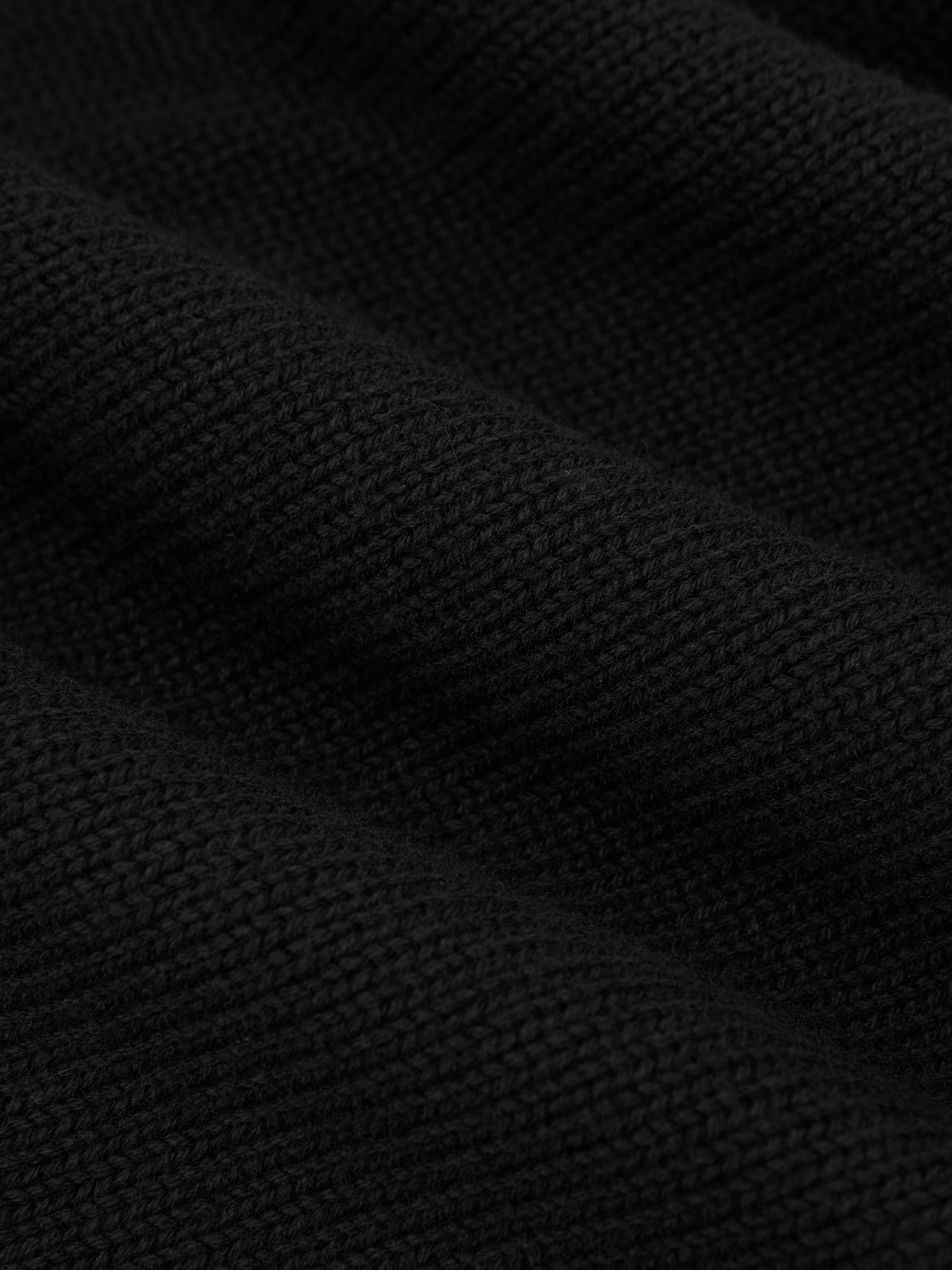 Cotton and Wool Funnel-Neck Knit Top in Black - image 3