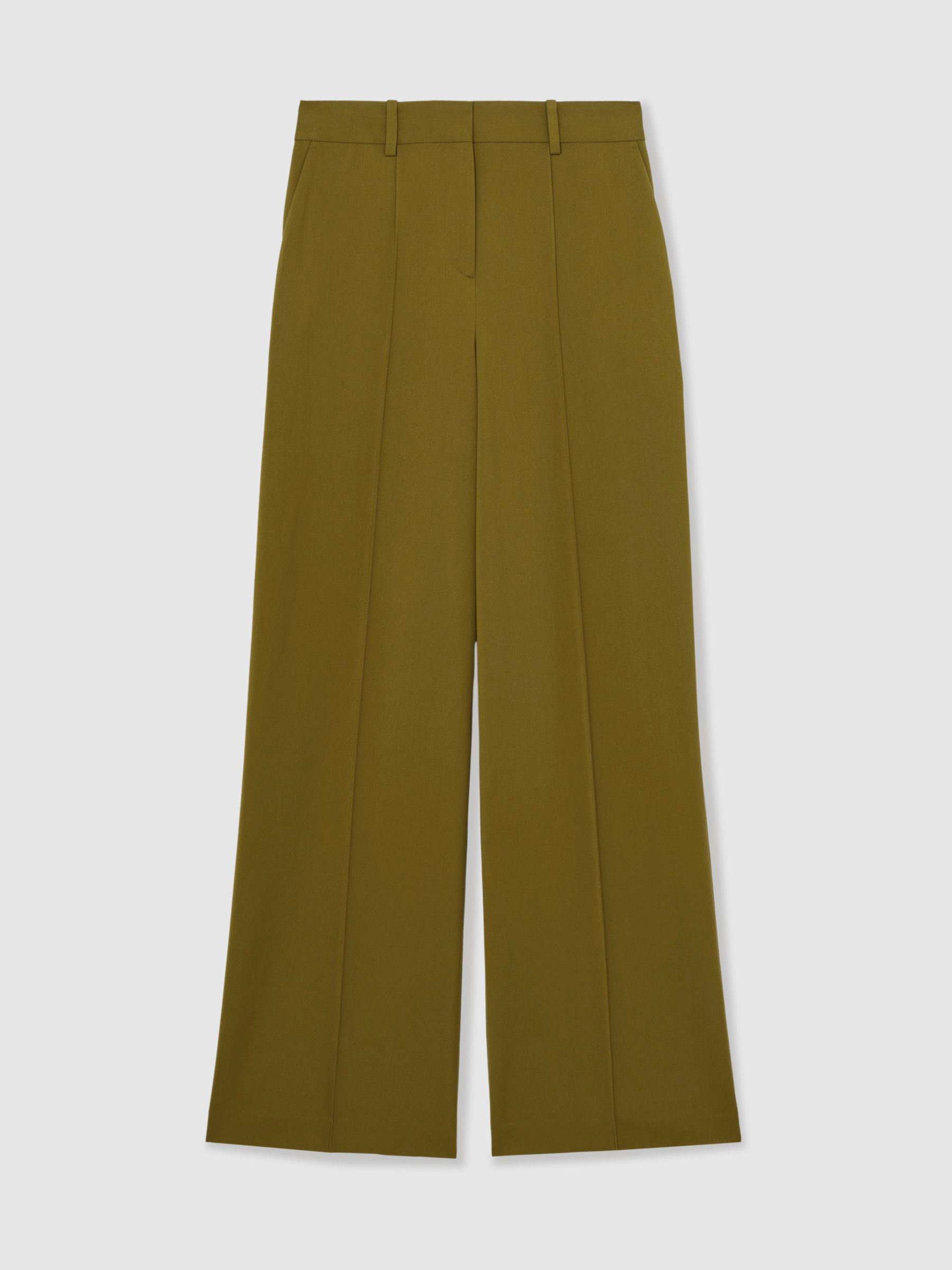Wide-Leg Pintuck Trousers in Green - Image 2 of 6