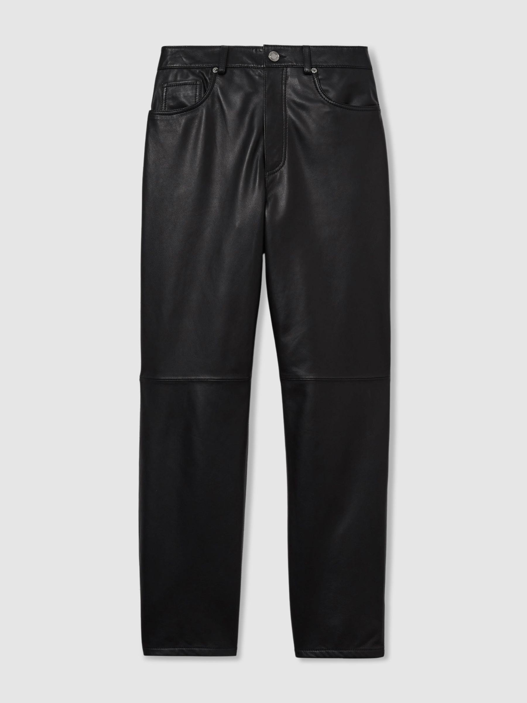 Petite Leather Slim-Leg Trousers in Black - Image 2 of 7