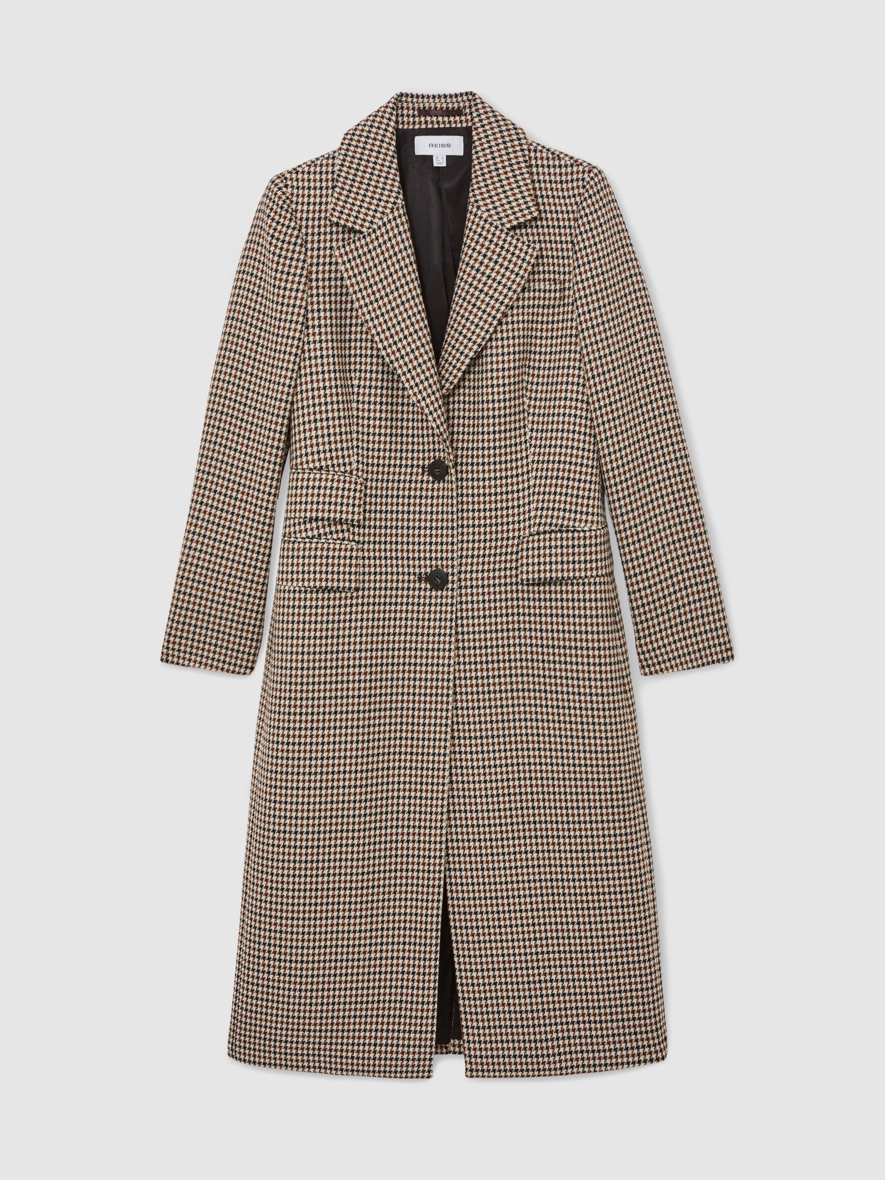 Wool-Blend Check Single-Breasted Coat in Neutral Check - image 1