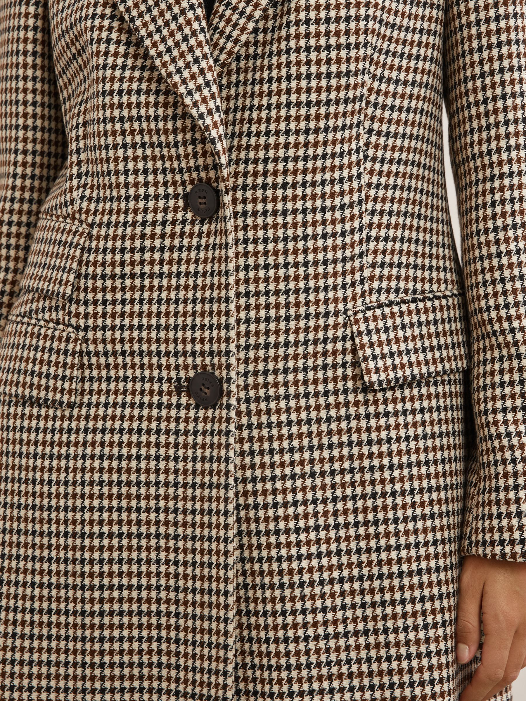 Wool-Blend Check Single-Breasted Coat in Neutral Check - image 5