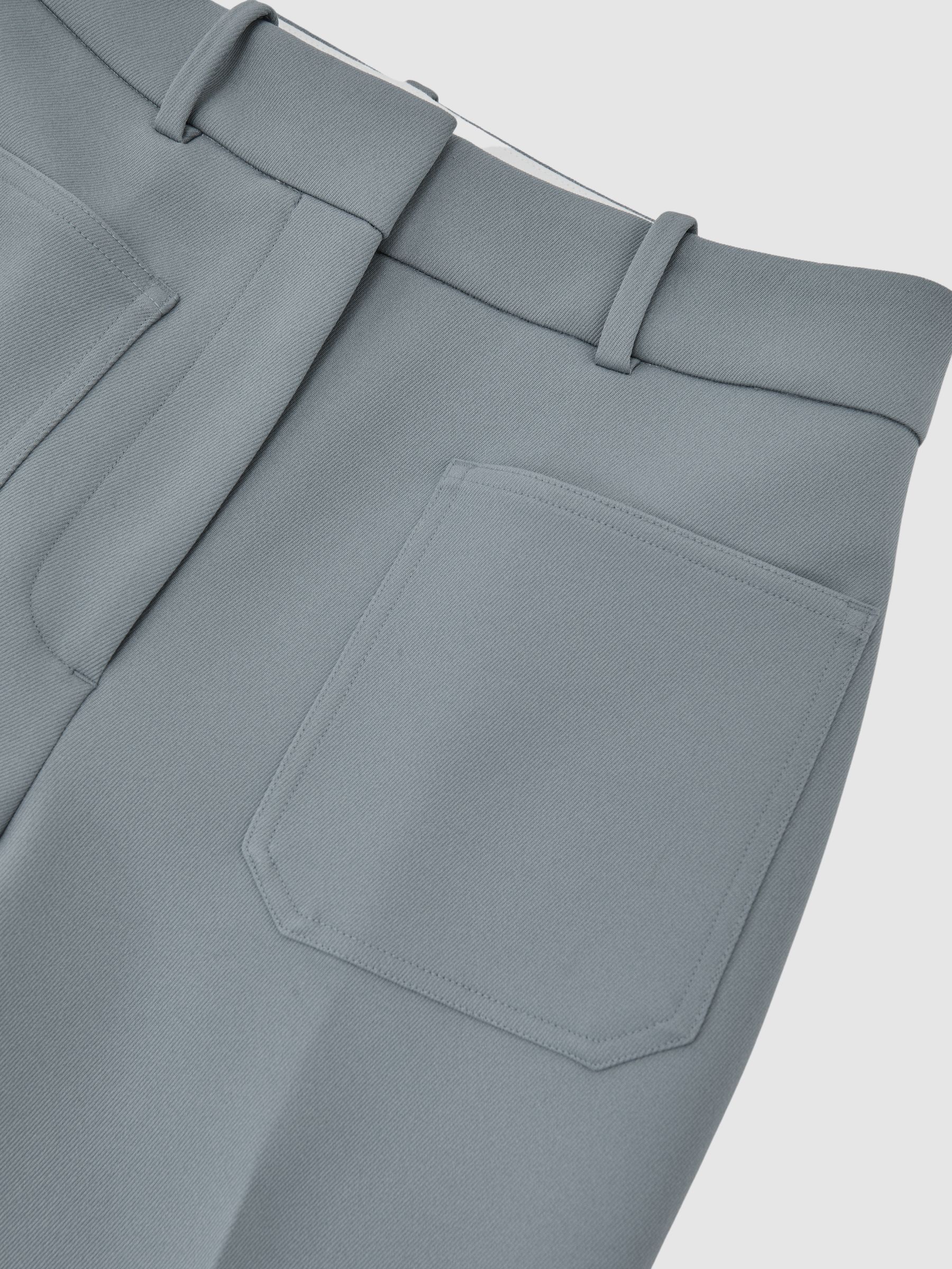 Petite Twill Patch-Pocket Flared Trousers in Blue - image 4