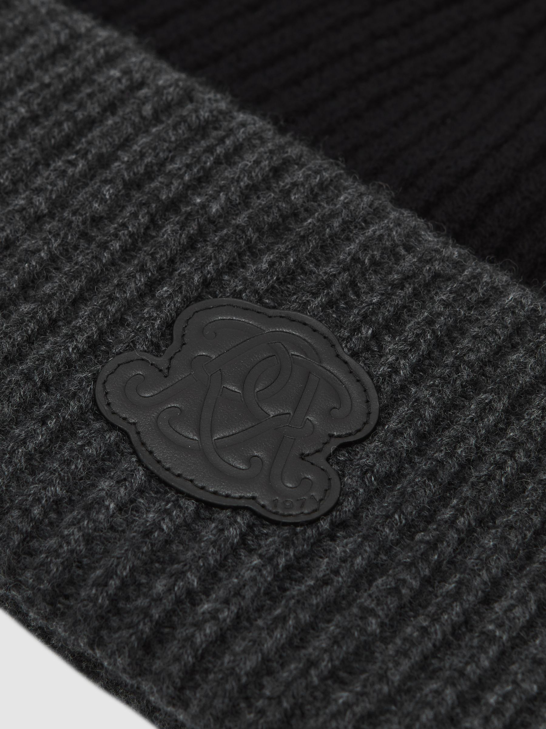 Monogram Applique Wool Beanie in Black - image 2
