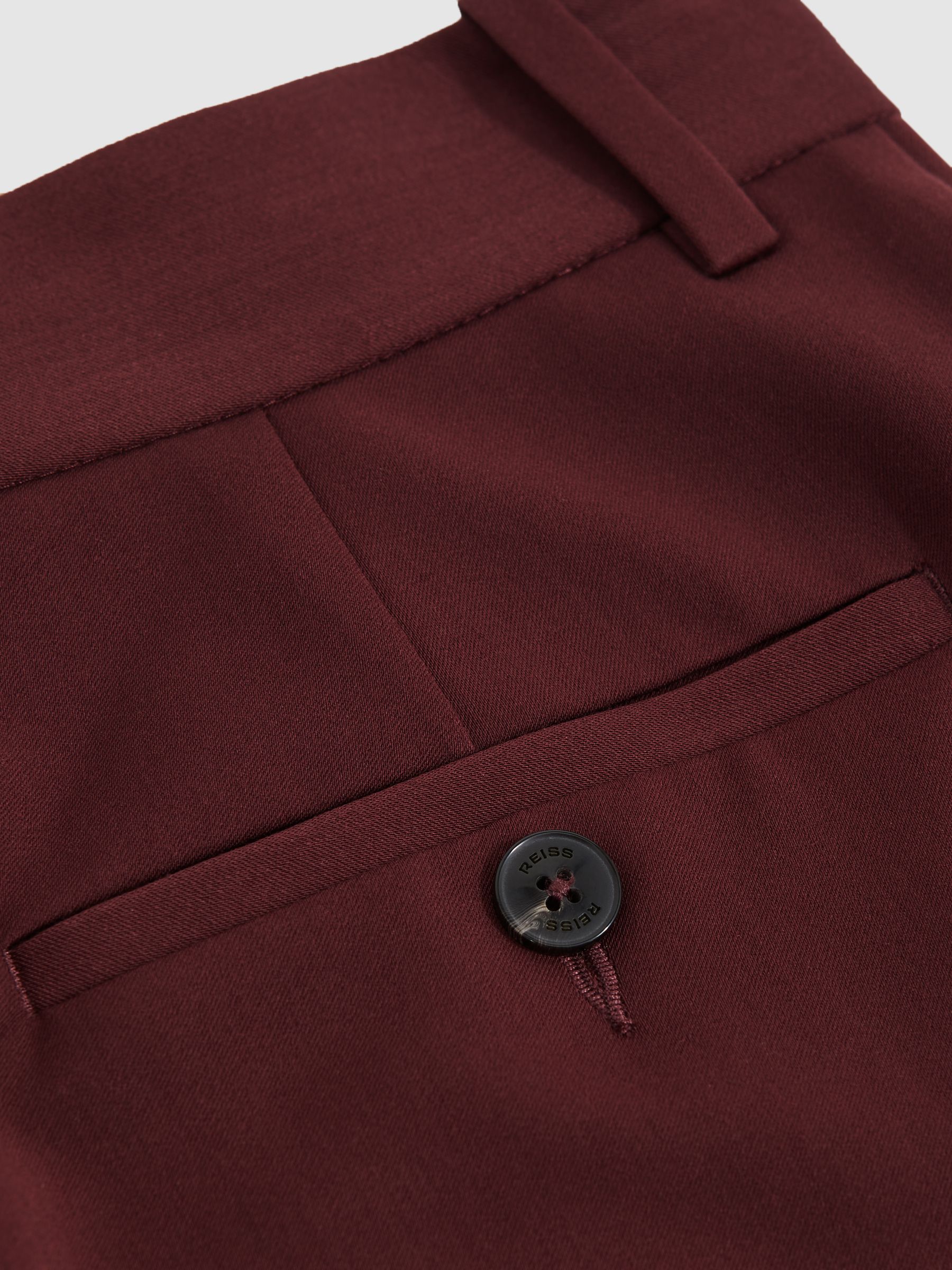 Wide-Leg Pintuck Trousers in Burgundy - Image 6 of 6