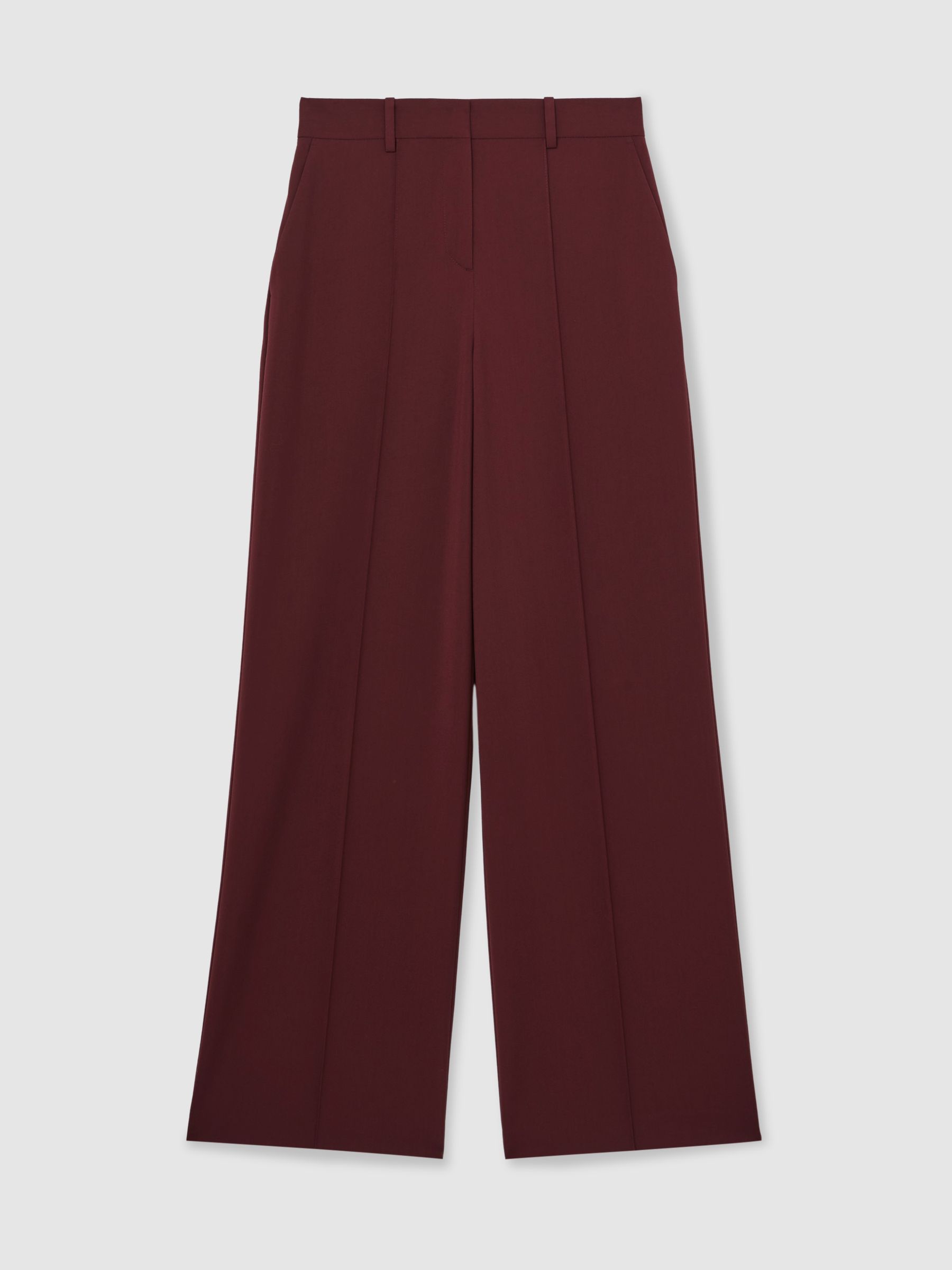 Petite Wide-Leg Pintuck Trousers in Burgundy - Image 2 of 7