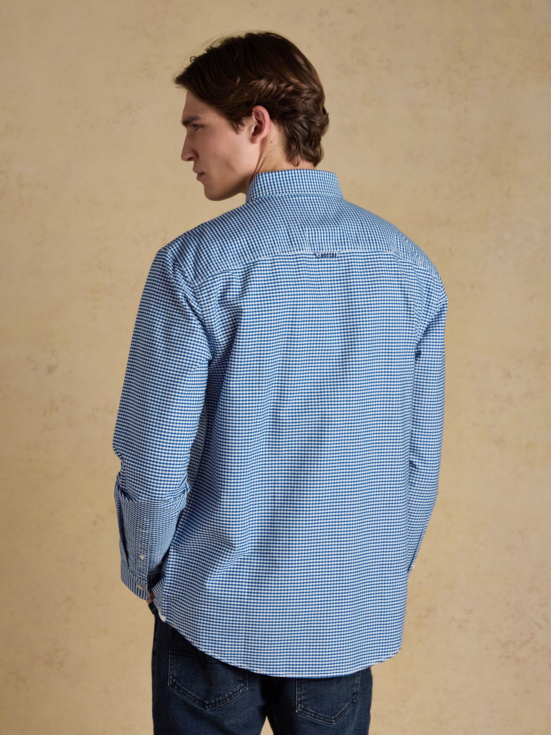 Classic Fit Blue Checked Cotton Oxford Shirt - Image 3 of 10