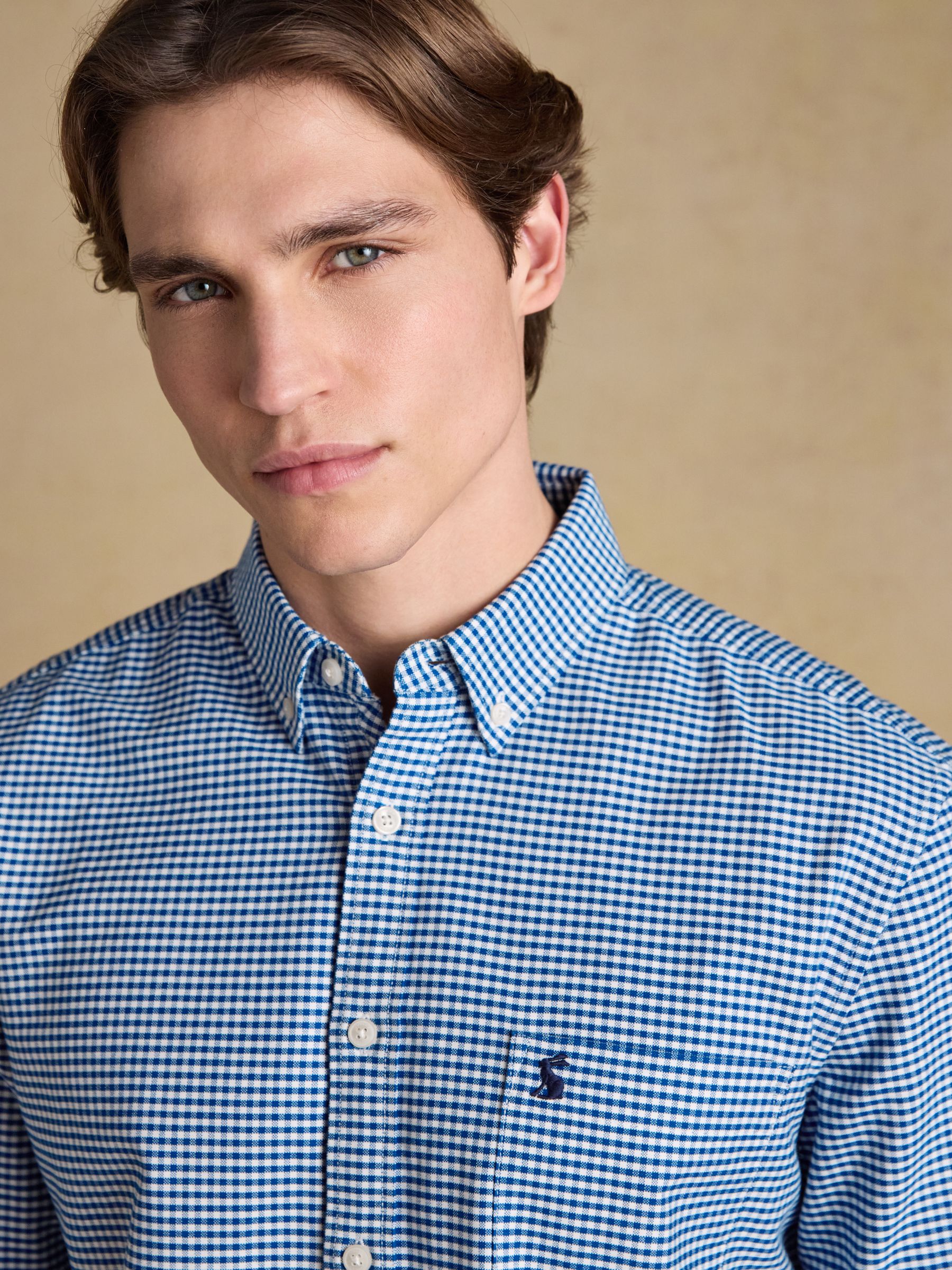 Classic Fit Blue Checked Cotton Oxford Shirt - Image 4 of 10