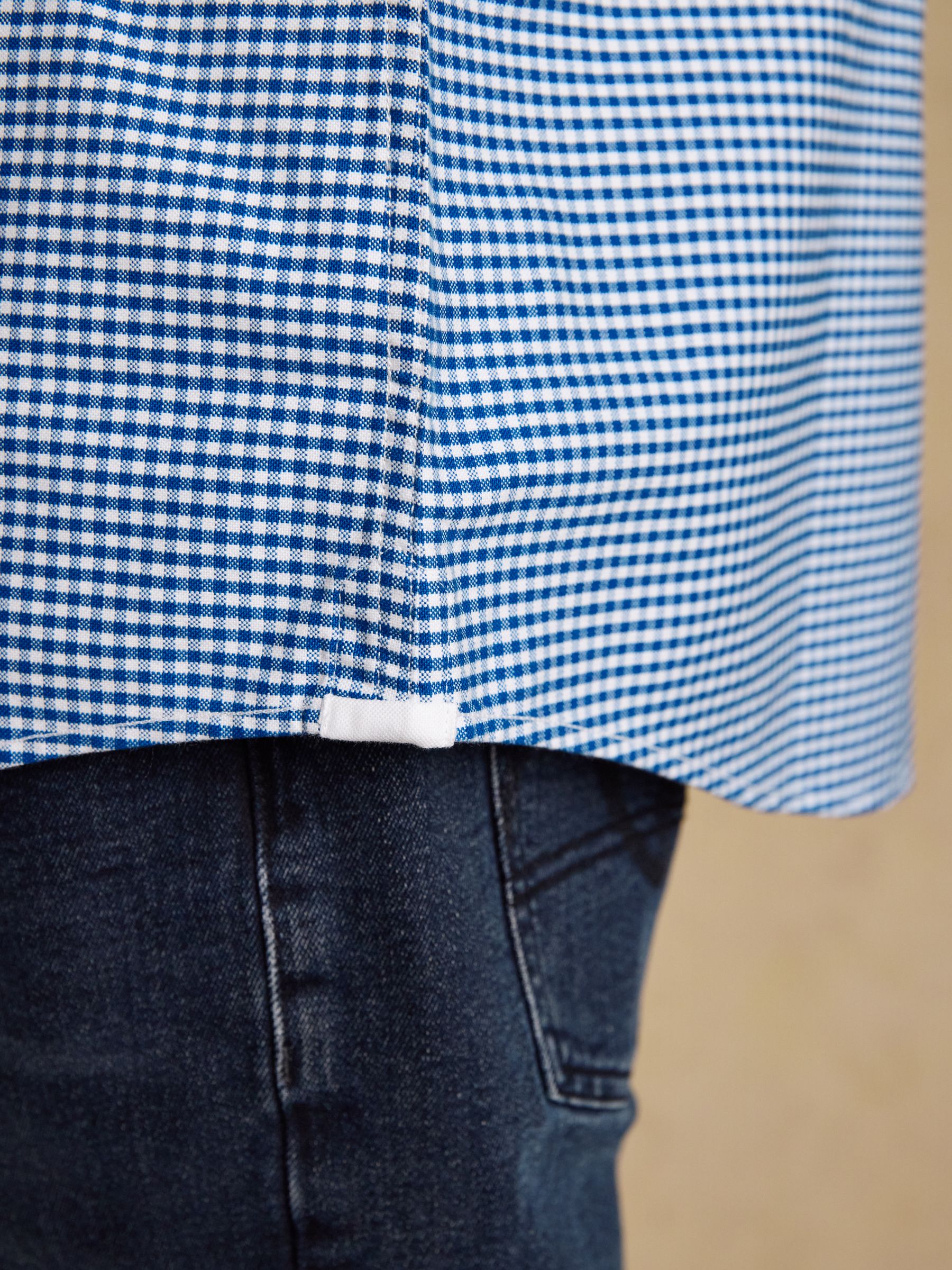 Classic Fit Blue Checked Cotton Oxford Shirt - Image 8 of 10