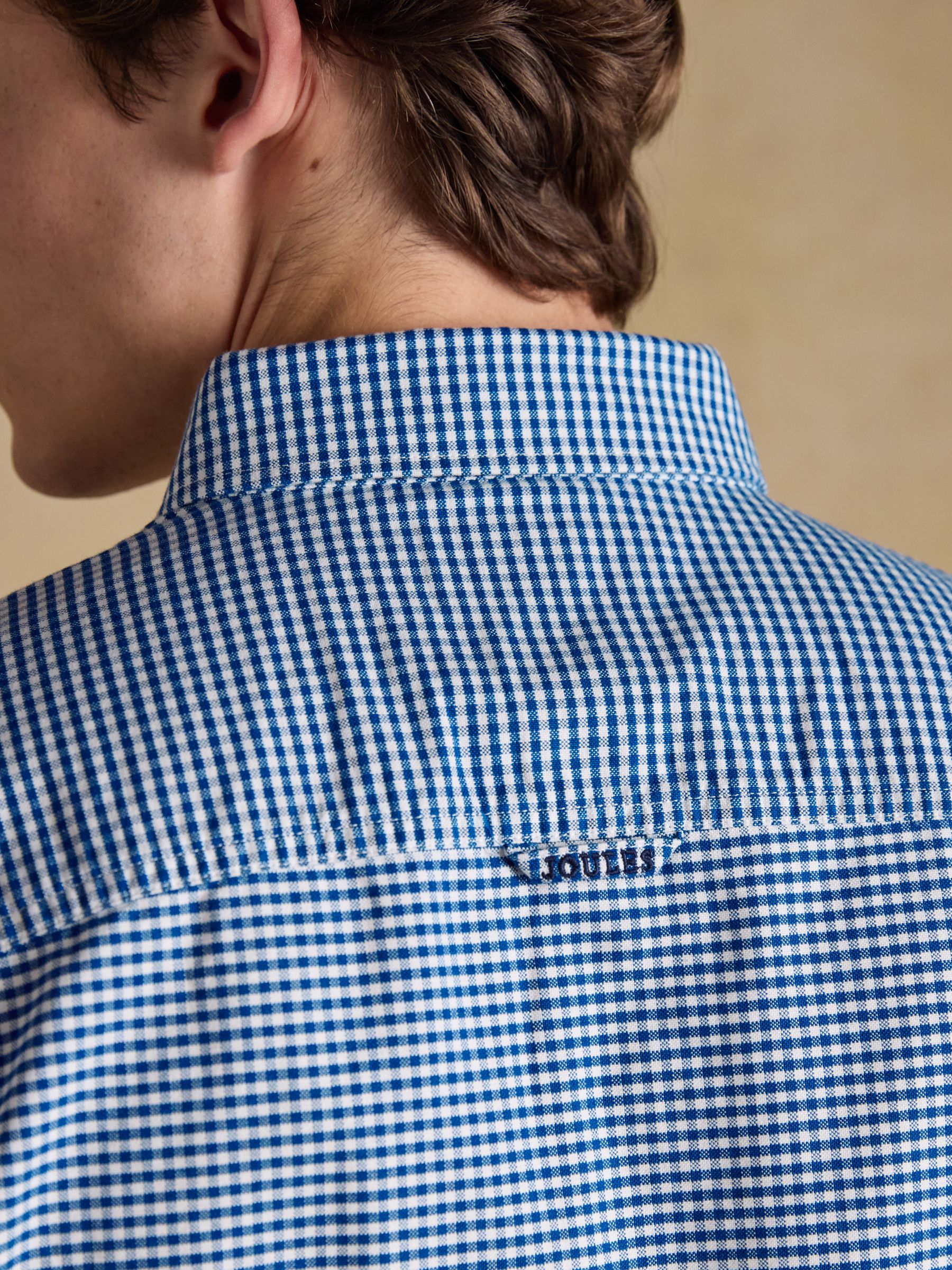 Classic Fit Blue Checked Cotton Oxford Shirt - Image 9 of 10