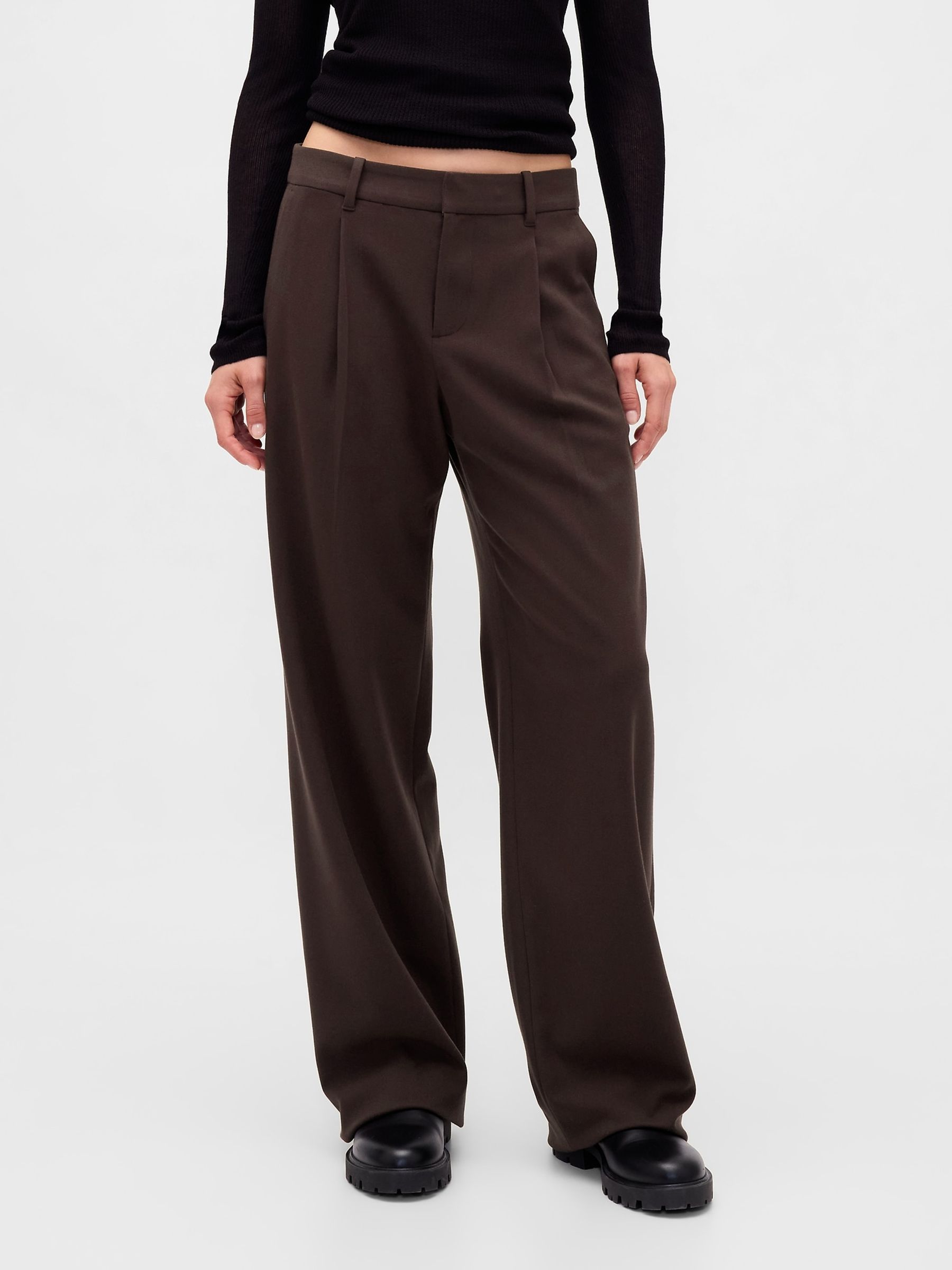 Brown 365 Low Waist Pleated Trousers - Image 1 of 6