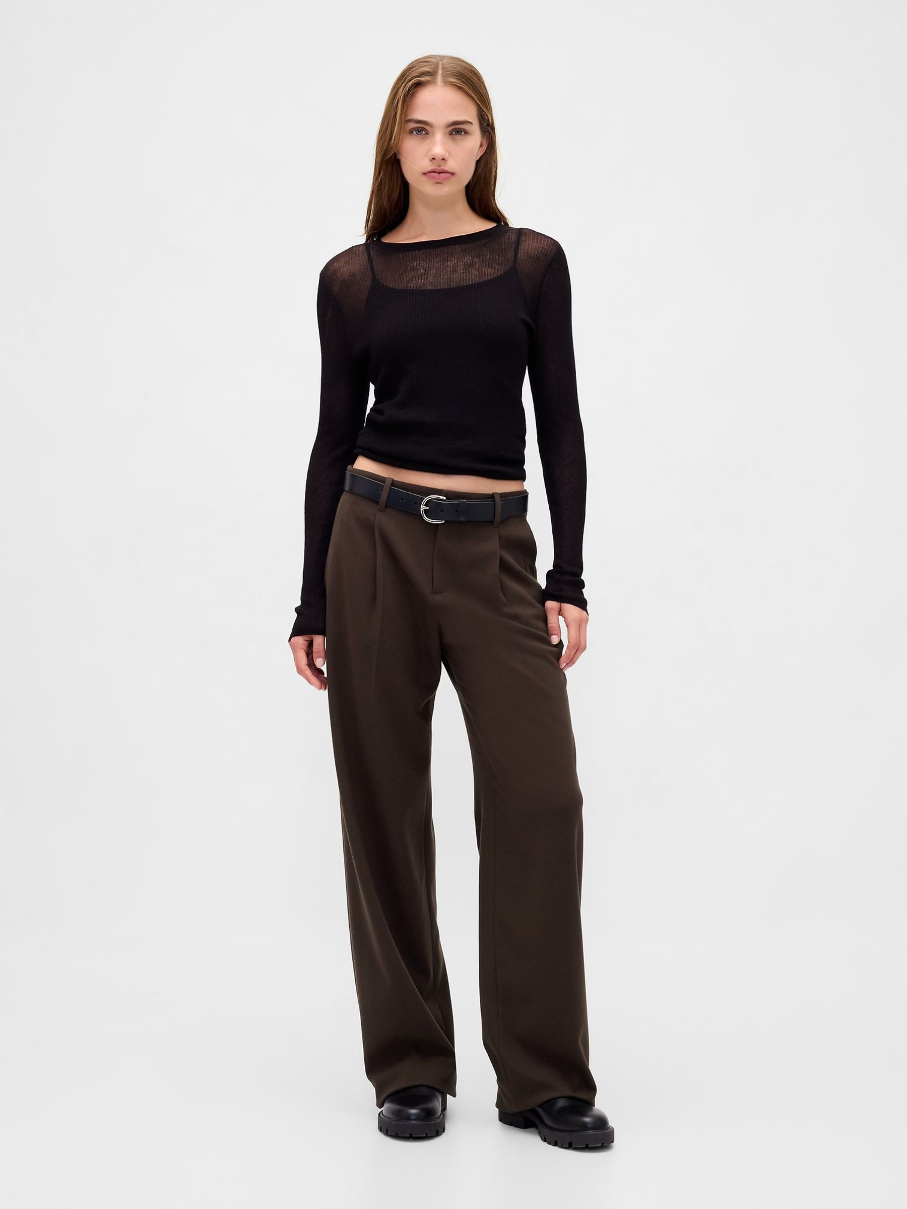 Brown 365 Low Waist Pleated Trousers - Image 4 of 6