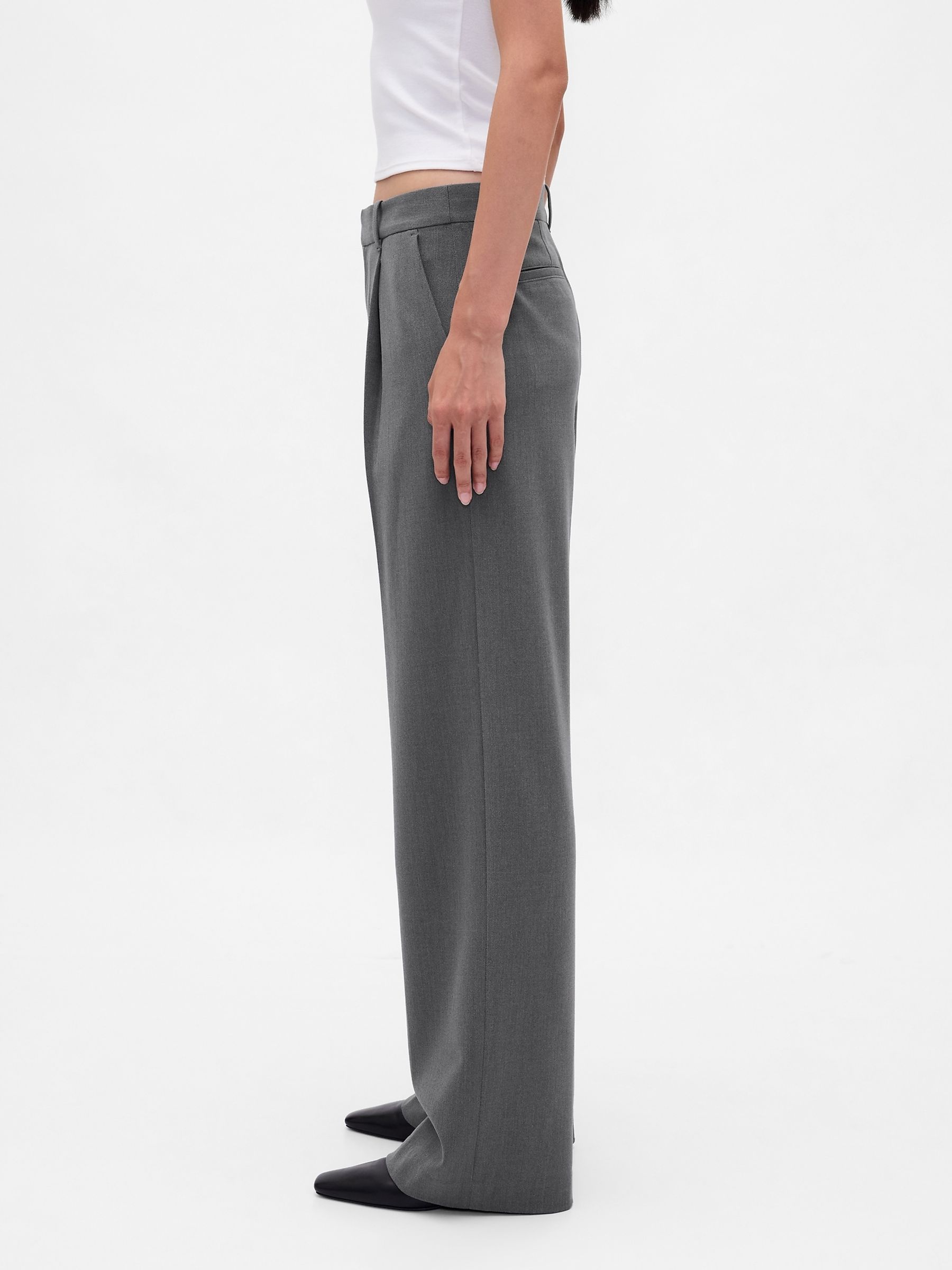 Dark Grey 365 Low Waist Pleated Trousers - Image 3 of 6