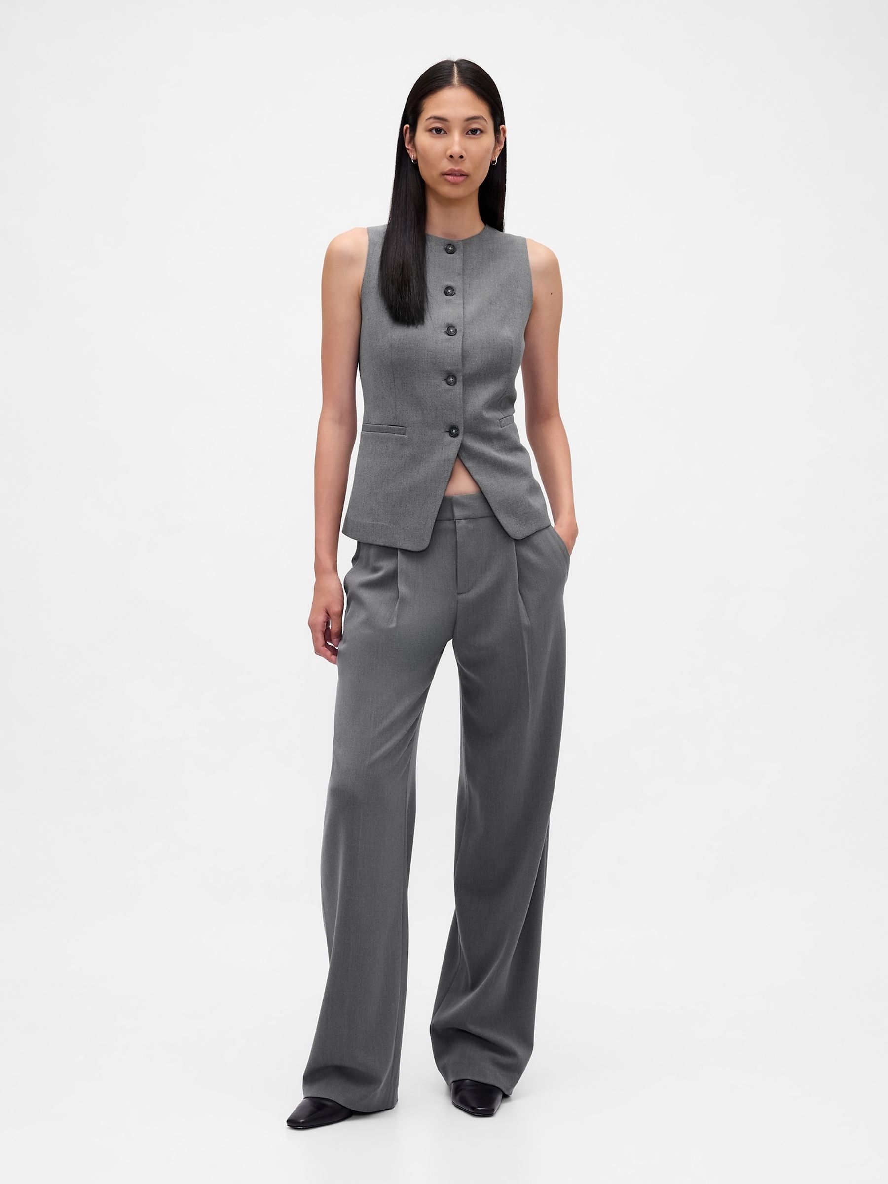 Dark Grey 365 Low Waist Pleated Trousers - Image 4 of 6