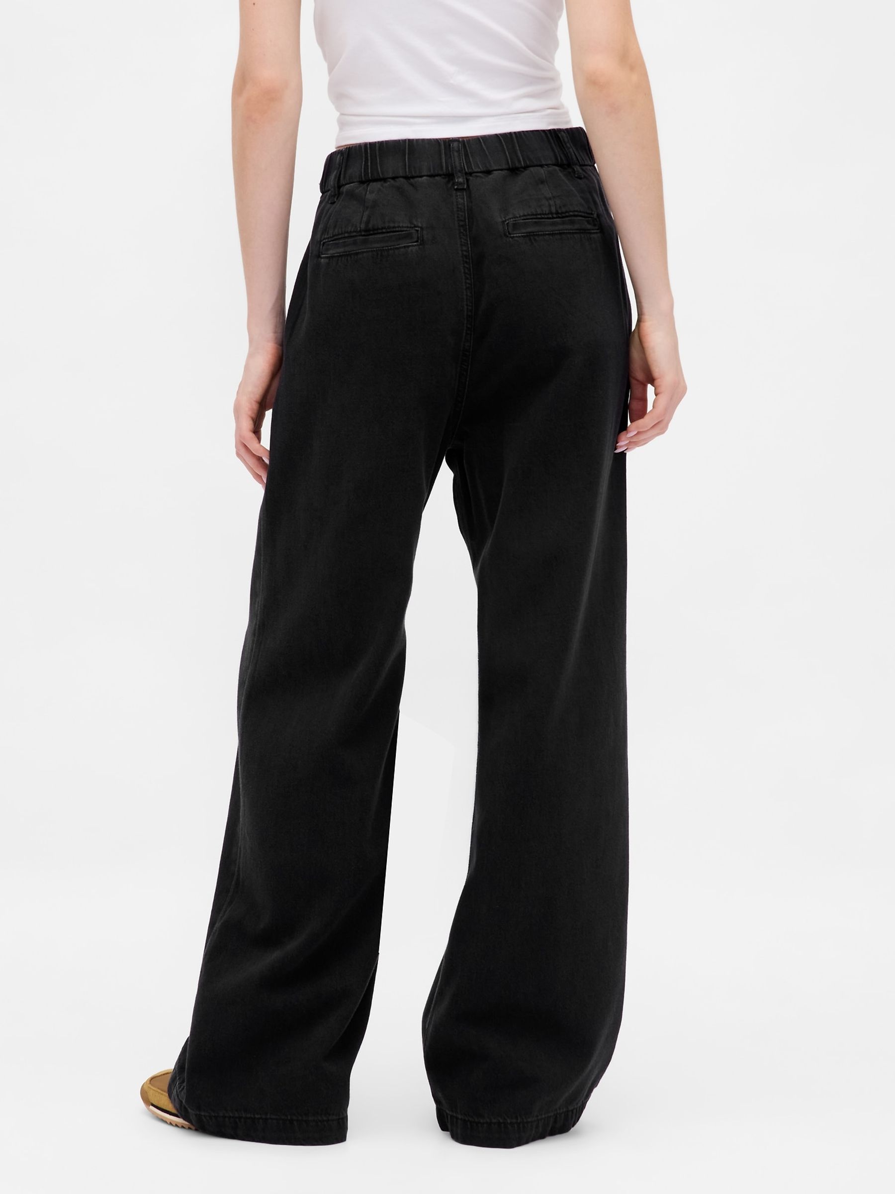 Black 365 High Waisted UltraSoft Pleated Denim Trousers - Image 2 of 5