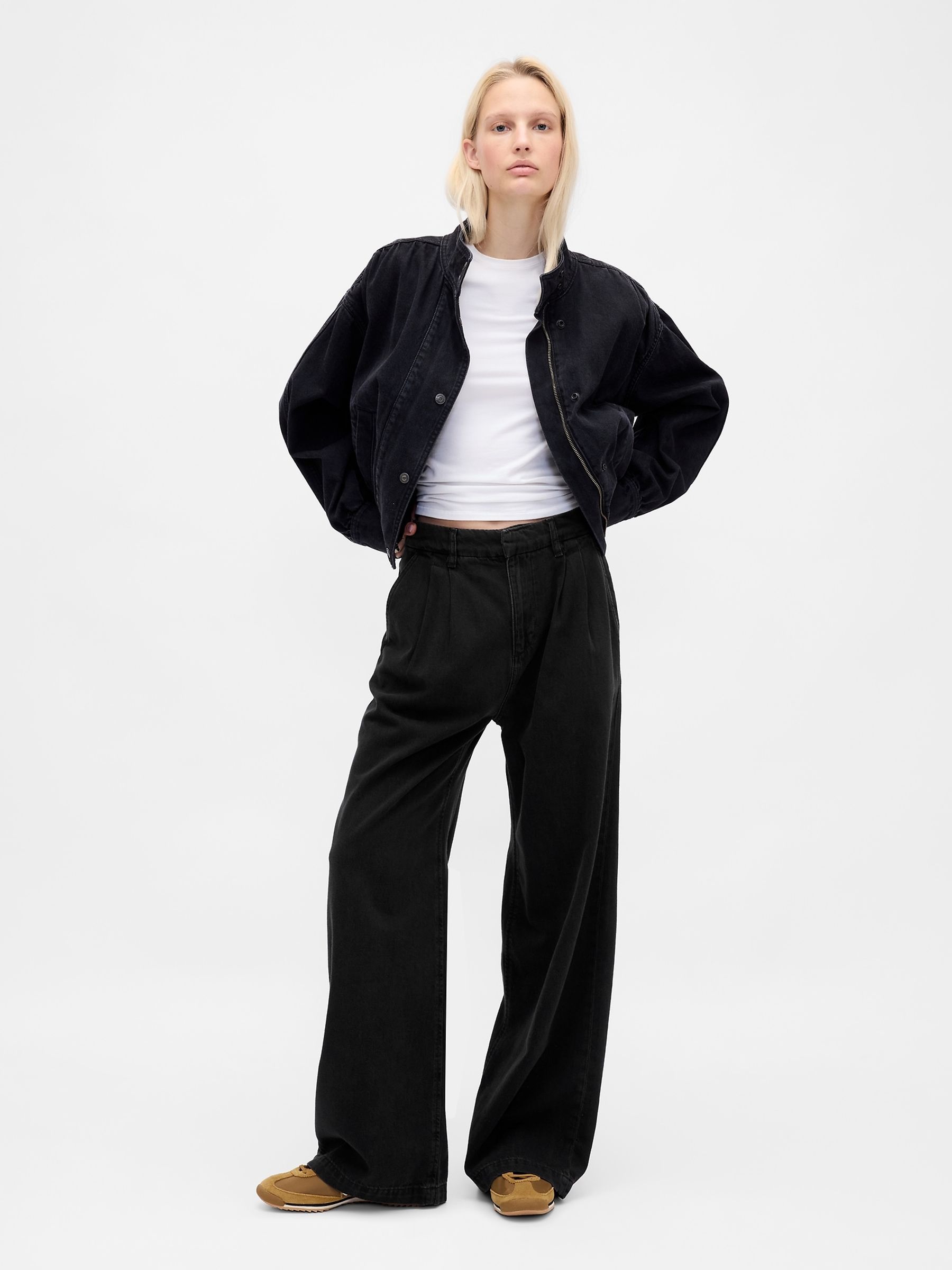 Black 365 High Waisted UltraSoft Pleated Denim Trousers - Image 4 of 5
