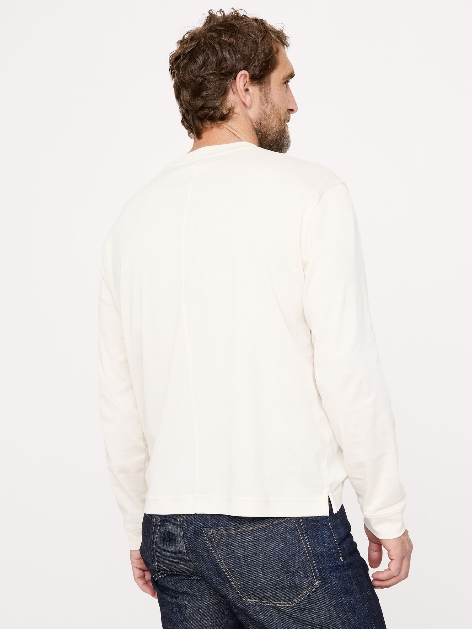 Banana Republic White Cotton Ribbed Crew-Neck T-Shirt - Image 2 of 4