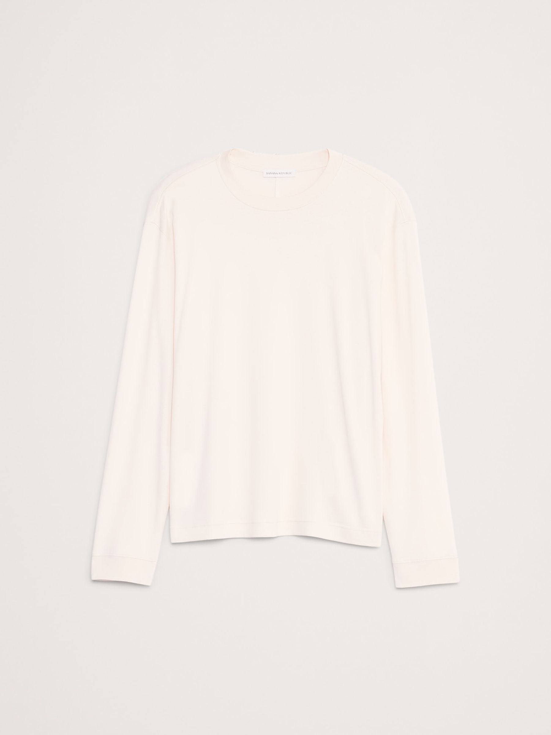 Banana Republic White Cotton Ribbed Crew-Neck T-Shirt - Image 4 of 4